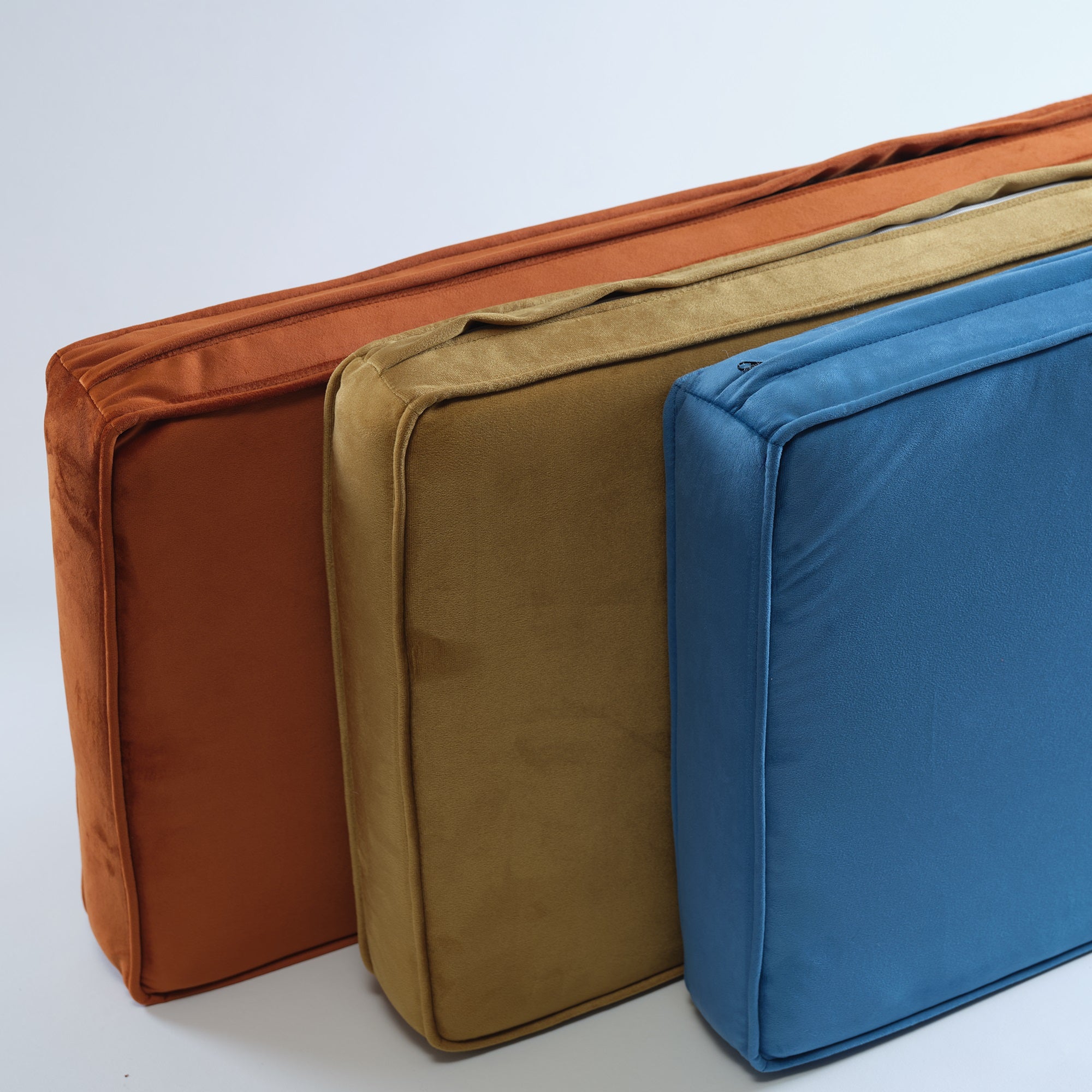 Custom Velvet & Cotton Blue Flat Window Seat Cushion COVER - Baby 19