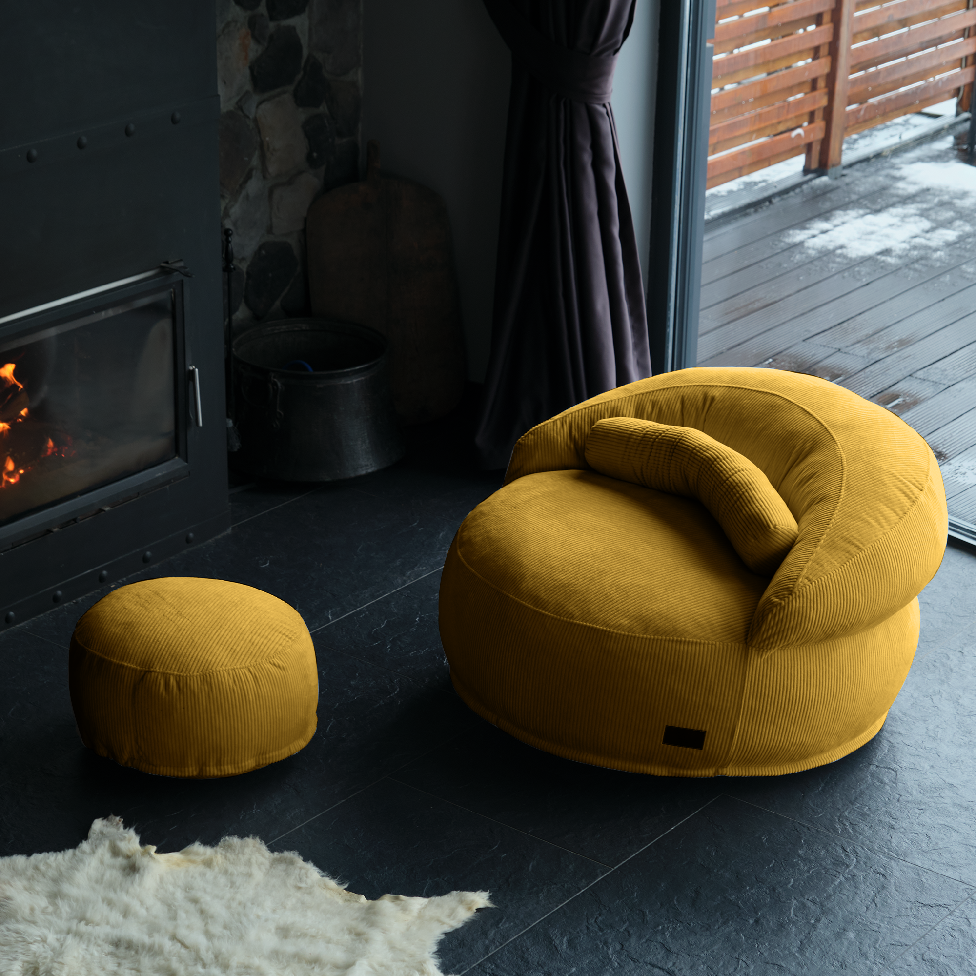 FELIXX Velvet Comfy Modern Pouf - Brick