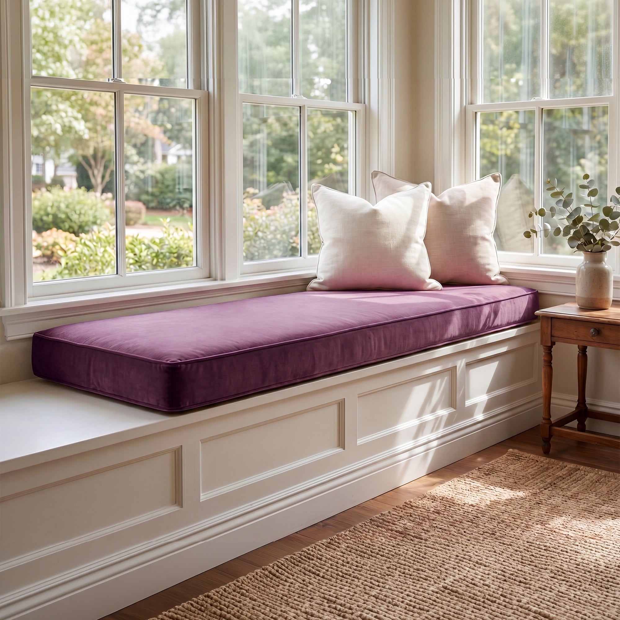Custom Velvet & Cotton Purple Flat Window Seat Cushion - Baby 12
