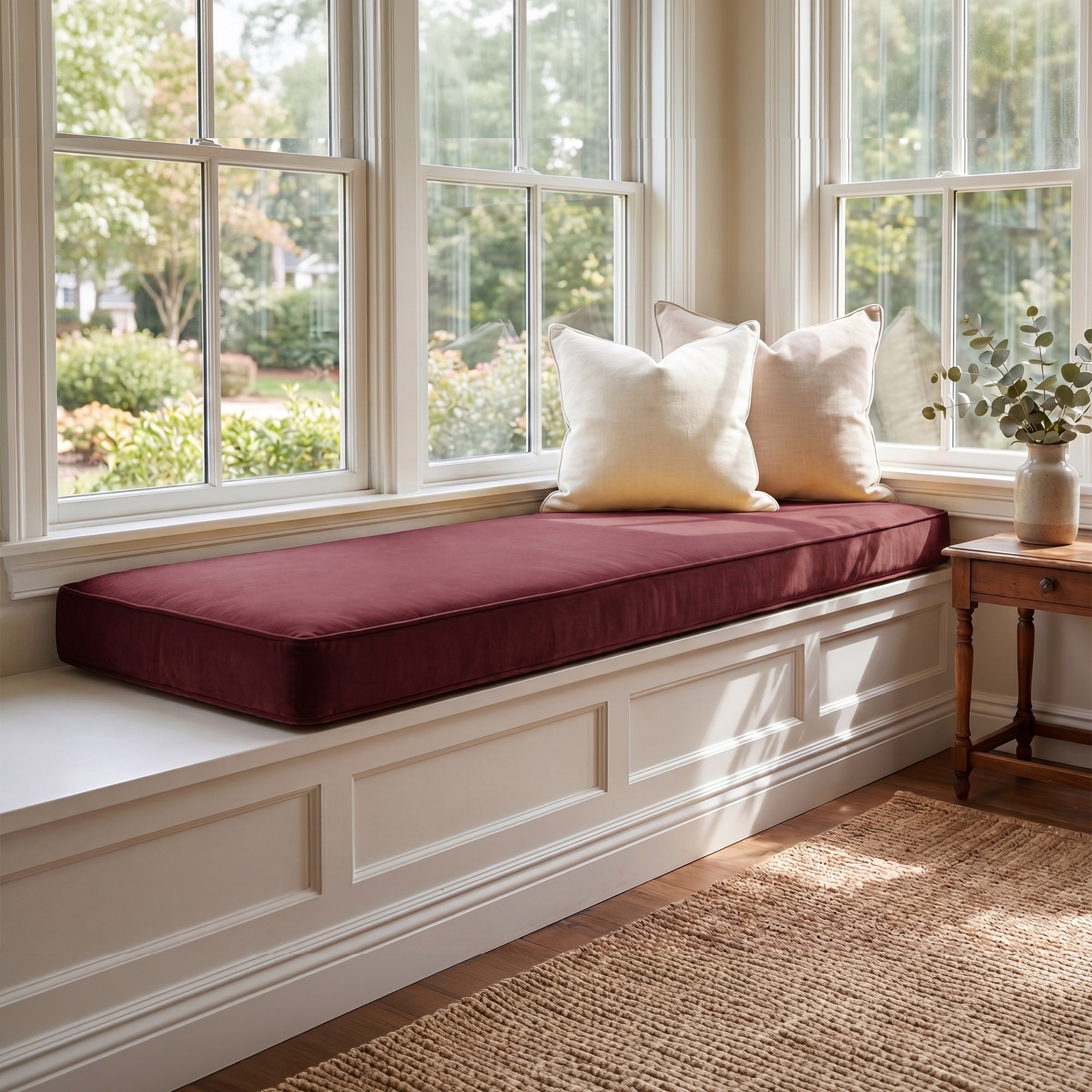 Custom Velvet & Cotton Plum Flat Window Seat Cushion COVER - Baby 14