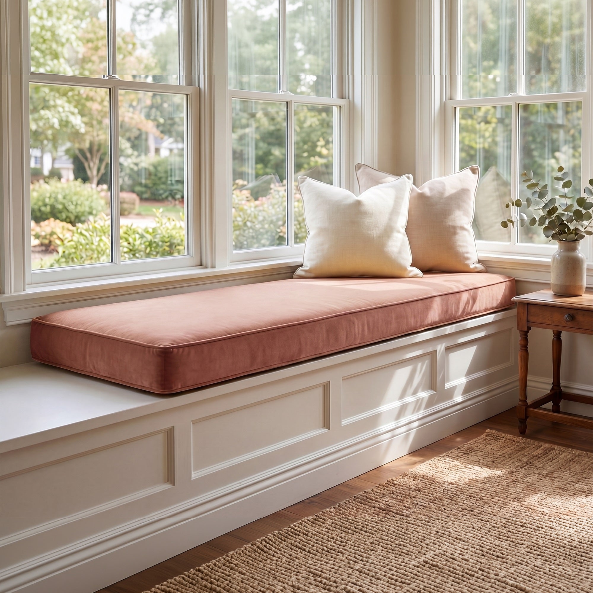 Custom Velvet & Cotton Dusty Rose Flat Window Seat Cushion - Baby 13