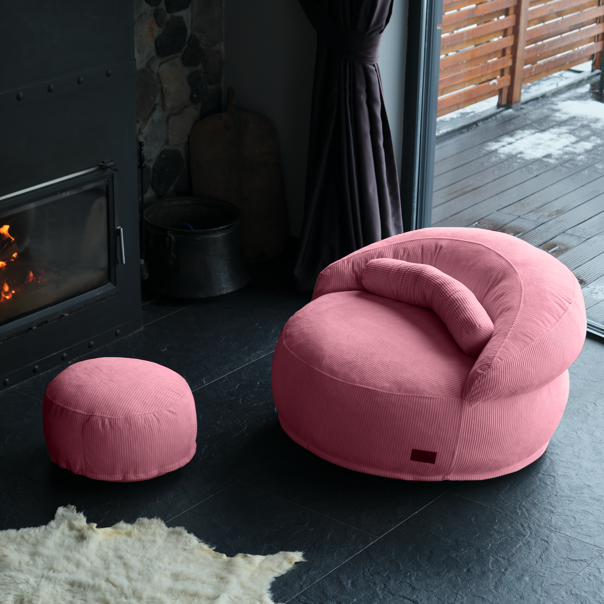 FELIXX Velvet Comfy Modern Pouf - Brick