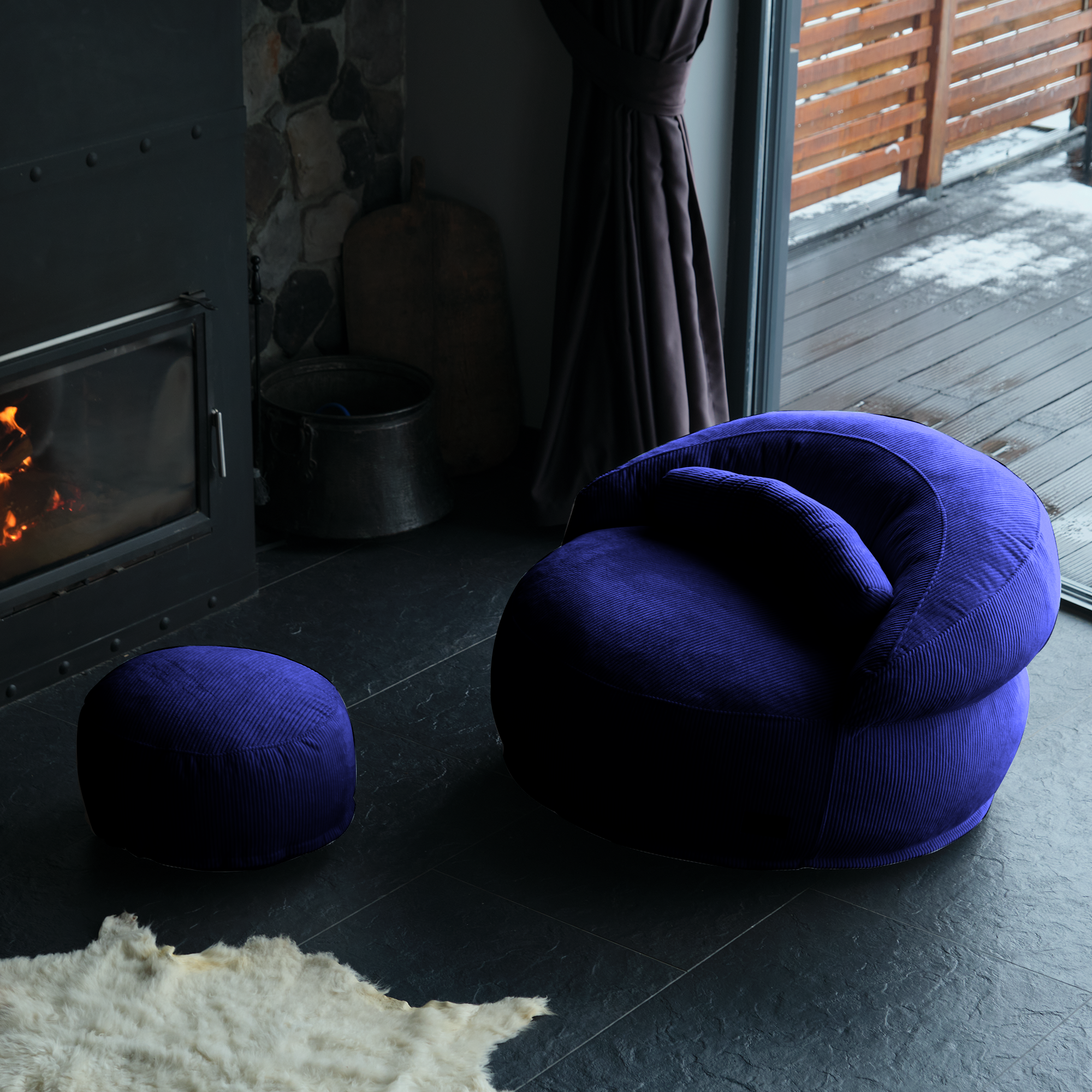 FELIXX Velvet Comfy Modern Pouf - Brick