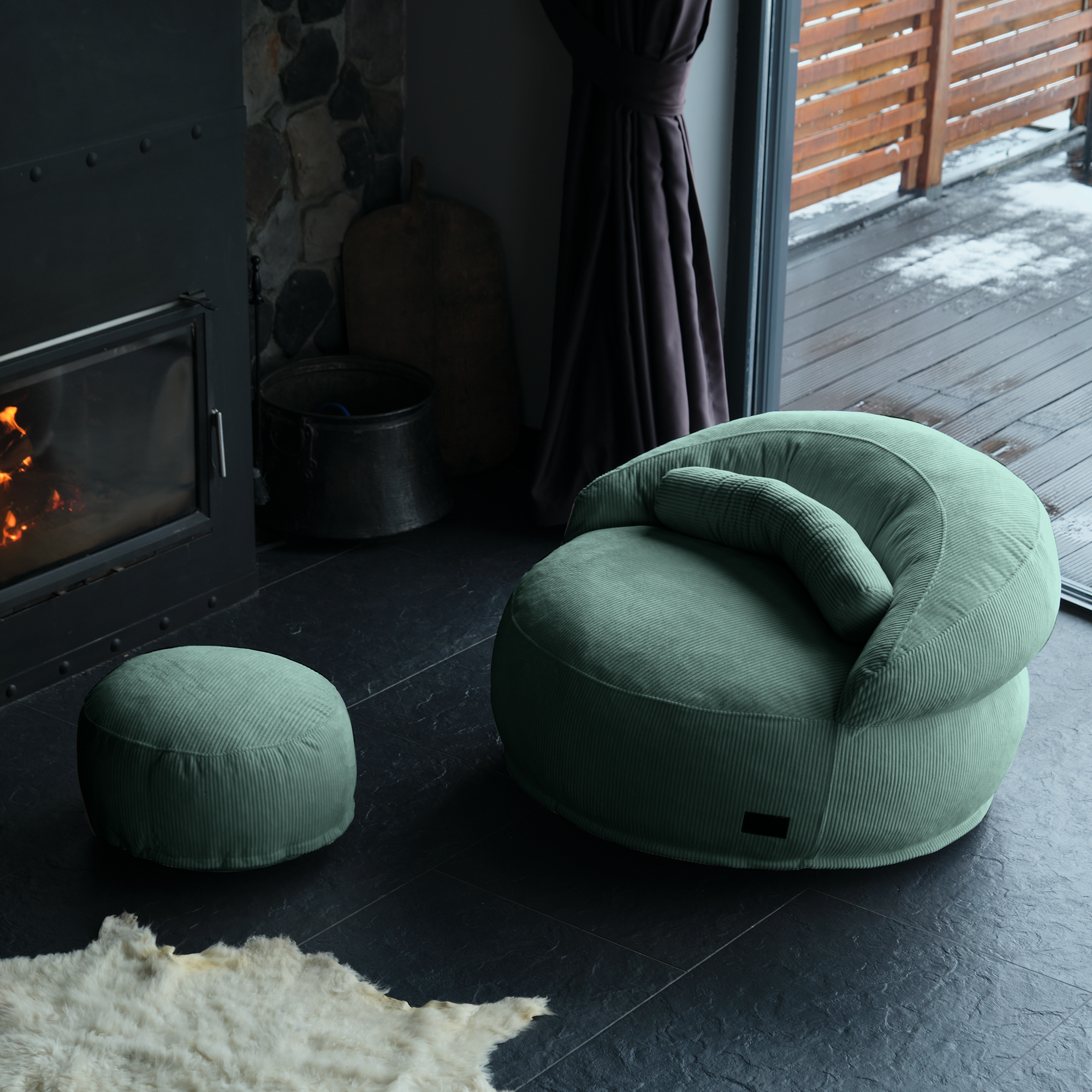 FELIXX Velvet Comfy Modern Pouf - Brick