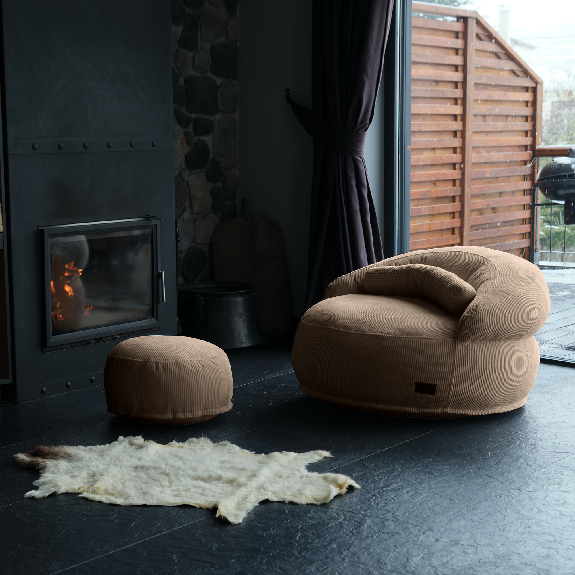 FELIXX Velvet Comfy Modern Pouf - Brick