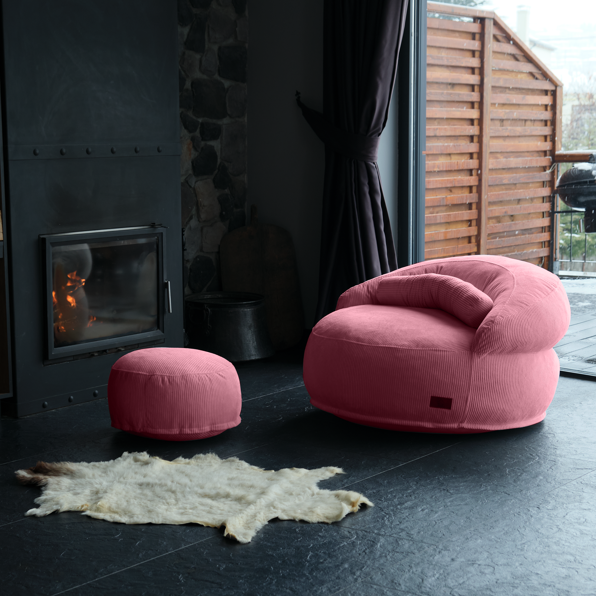 FELIXX Velvet Comfy Modern Pouf - Brick