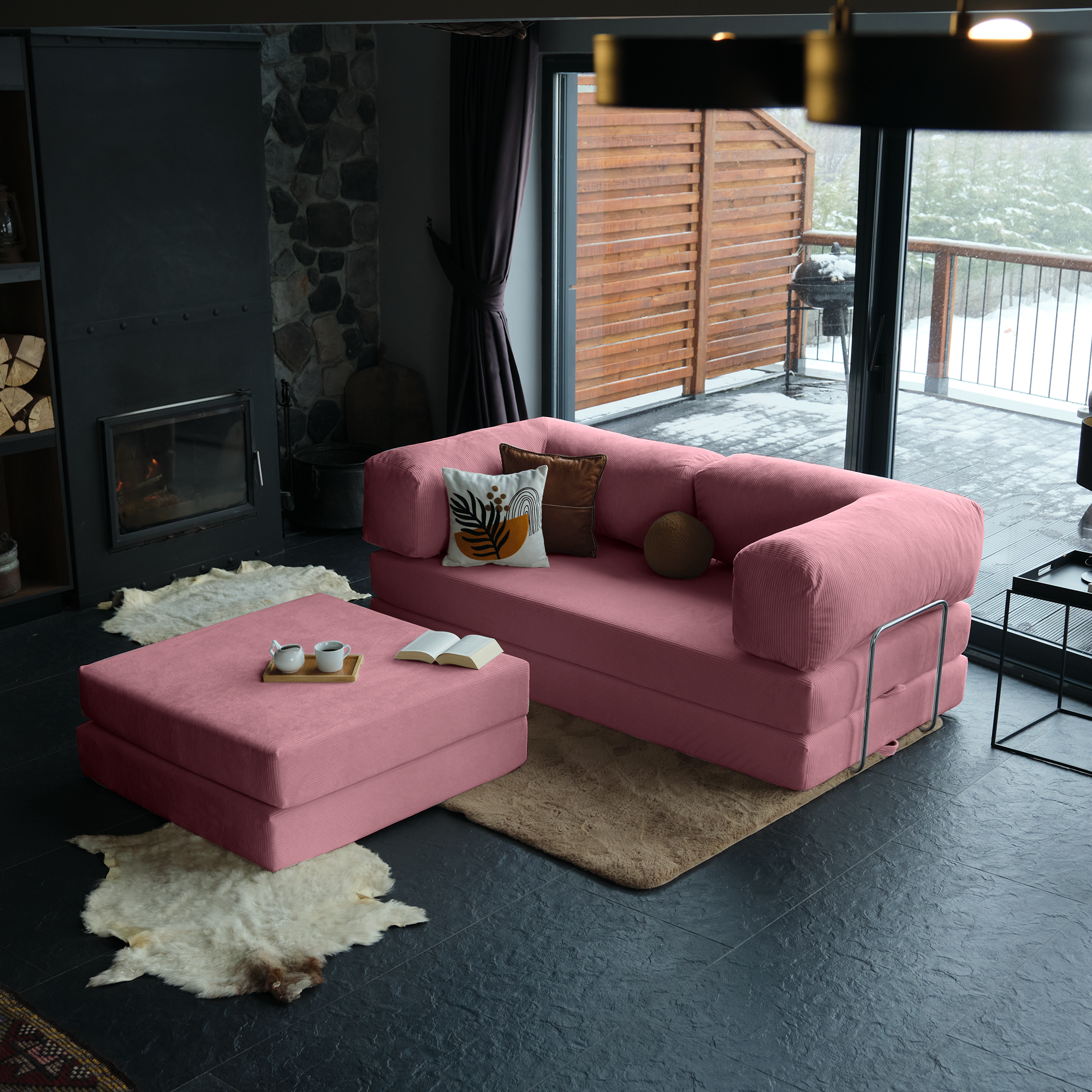 Teddy Corner Sofa Bed- Mustard