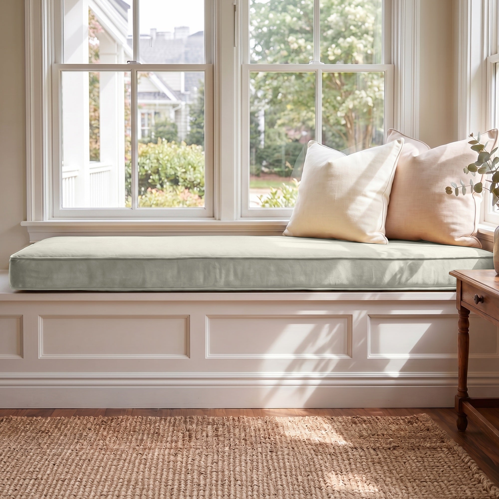 Custom Velvet & Cotton Gray Flat Window Seat Cushion COVER - Baby 4
