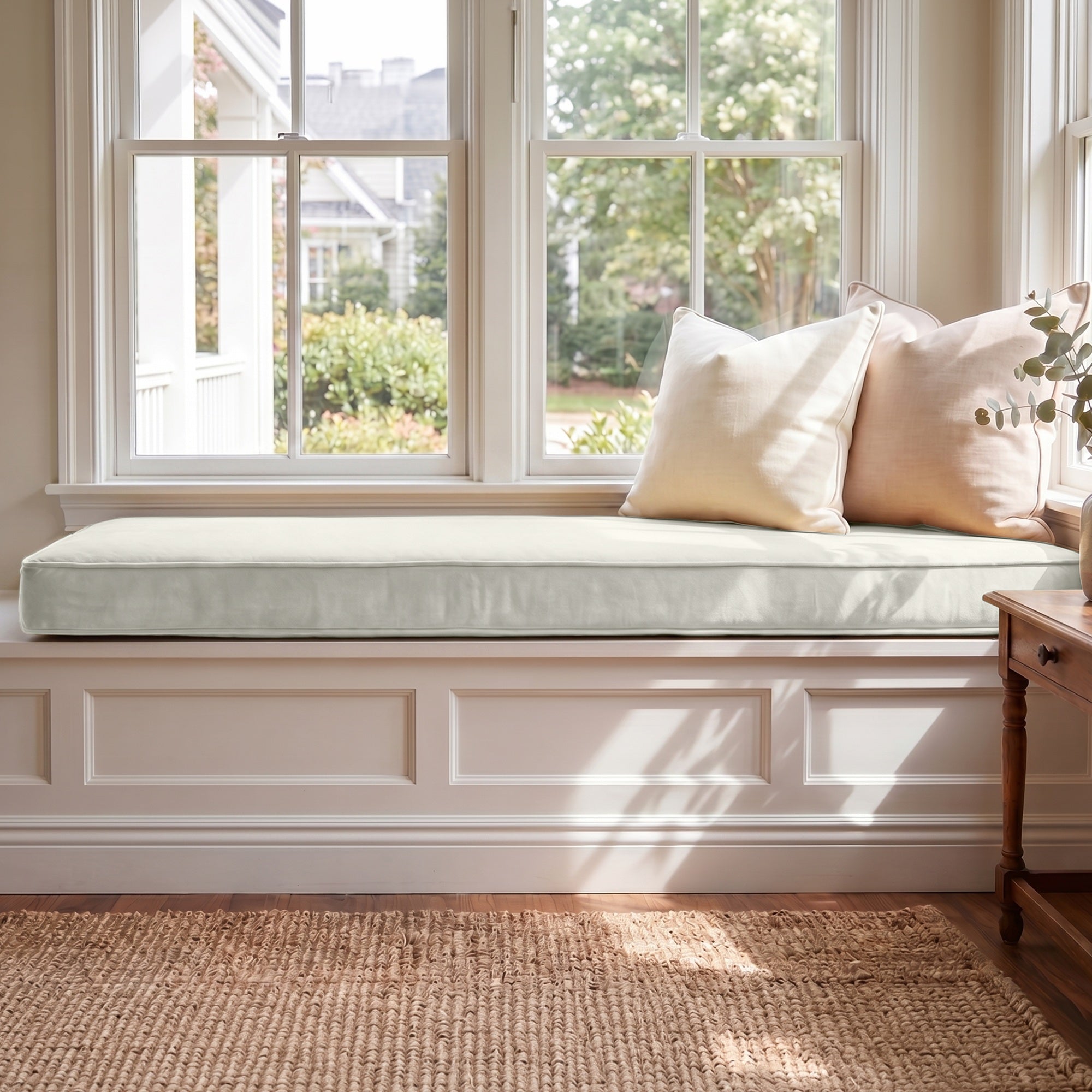 Custom Velvet & Cotton Gray Flat Window Seat Cushion COVER - Baby 2