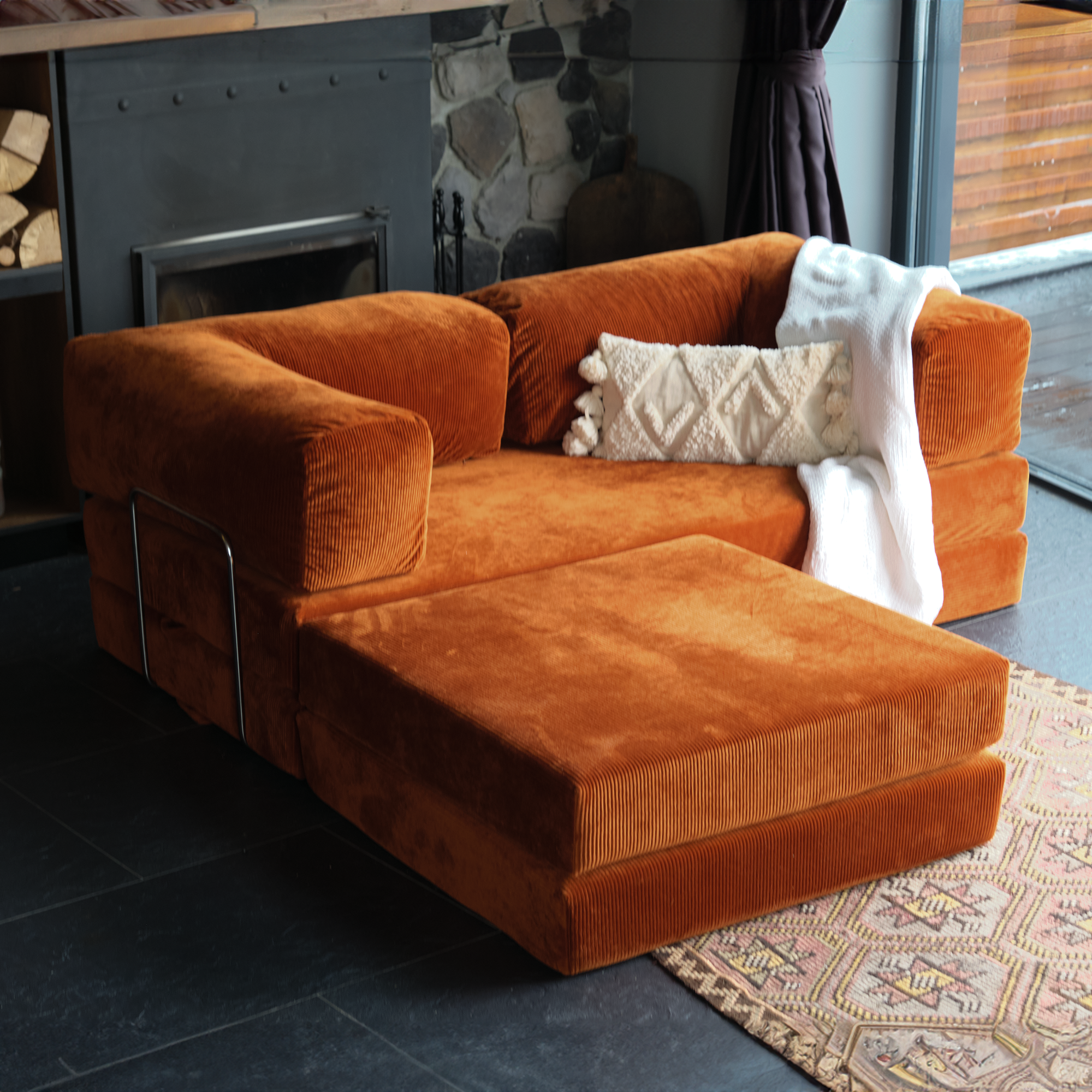 Teddy Corner Sofa Bed- Mustard