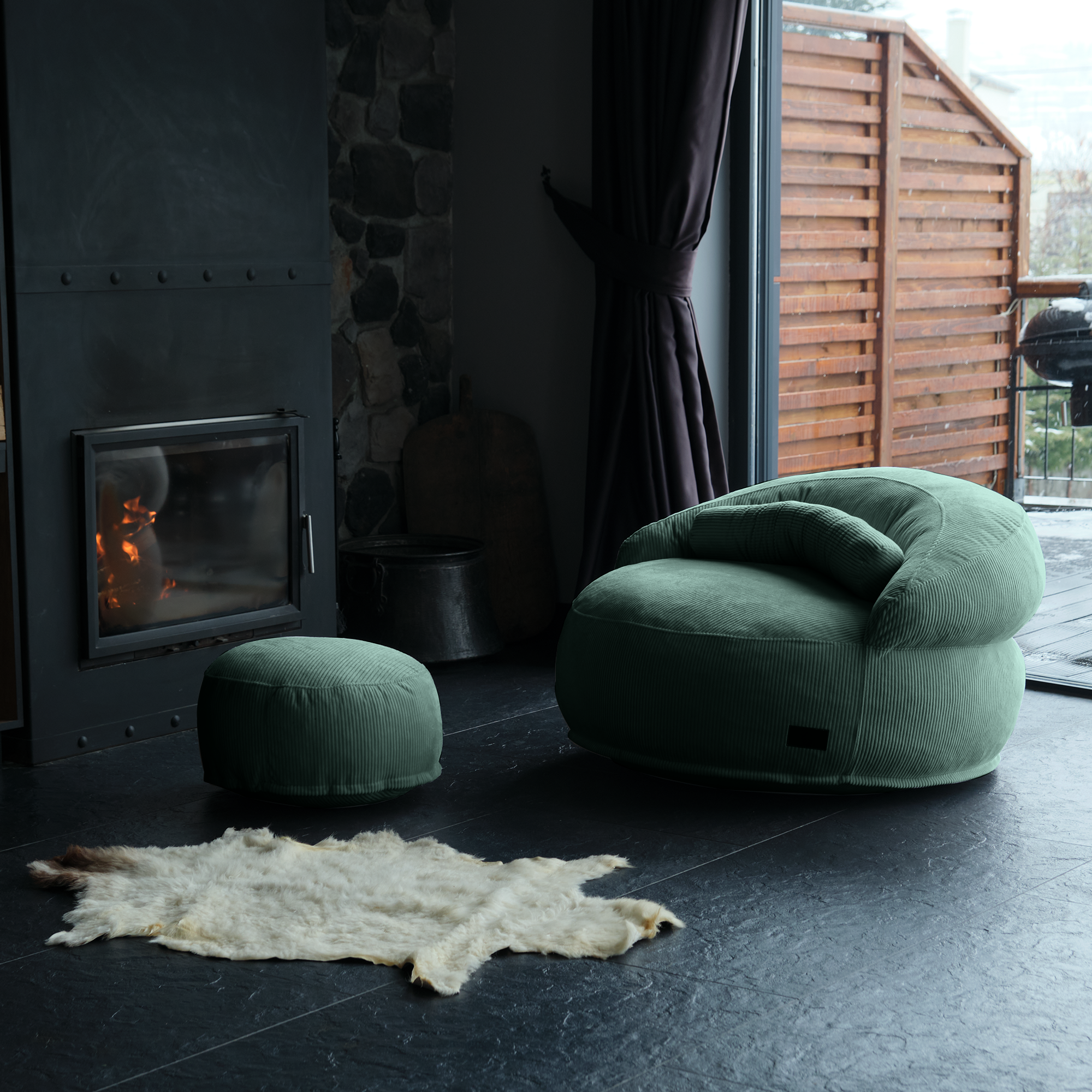 FELIXX Velvet Comfy Modern Pouf - Brick