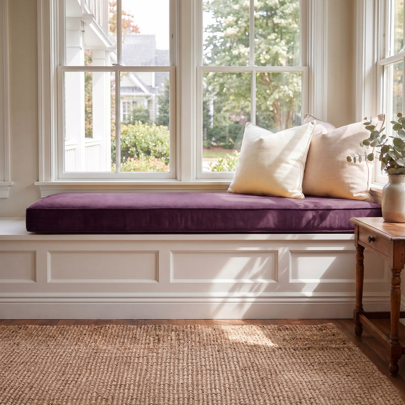 Custom Velvet & Cotton Purple Flat Window Seat Cushion COVER - Baby 12