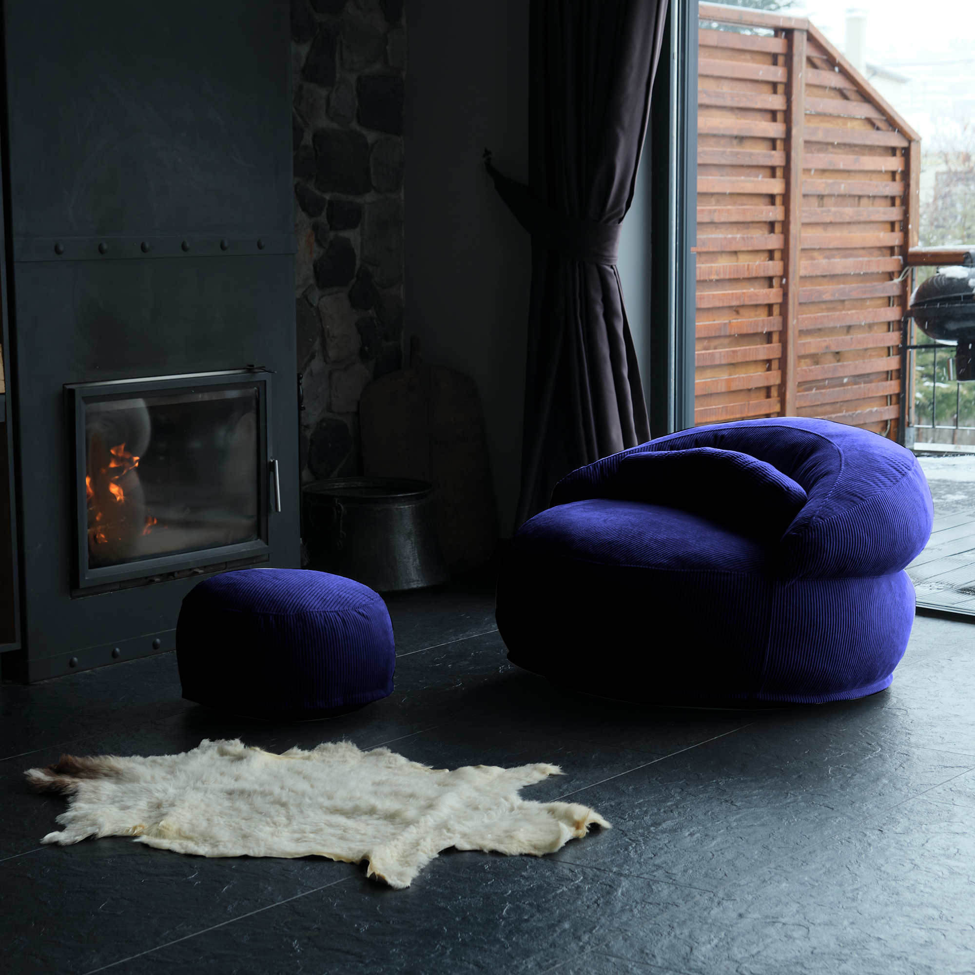 FELIXX Velvet Comfy Modern Pouf - Brick