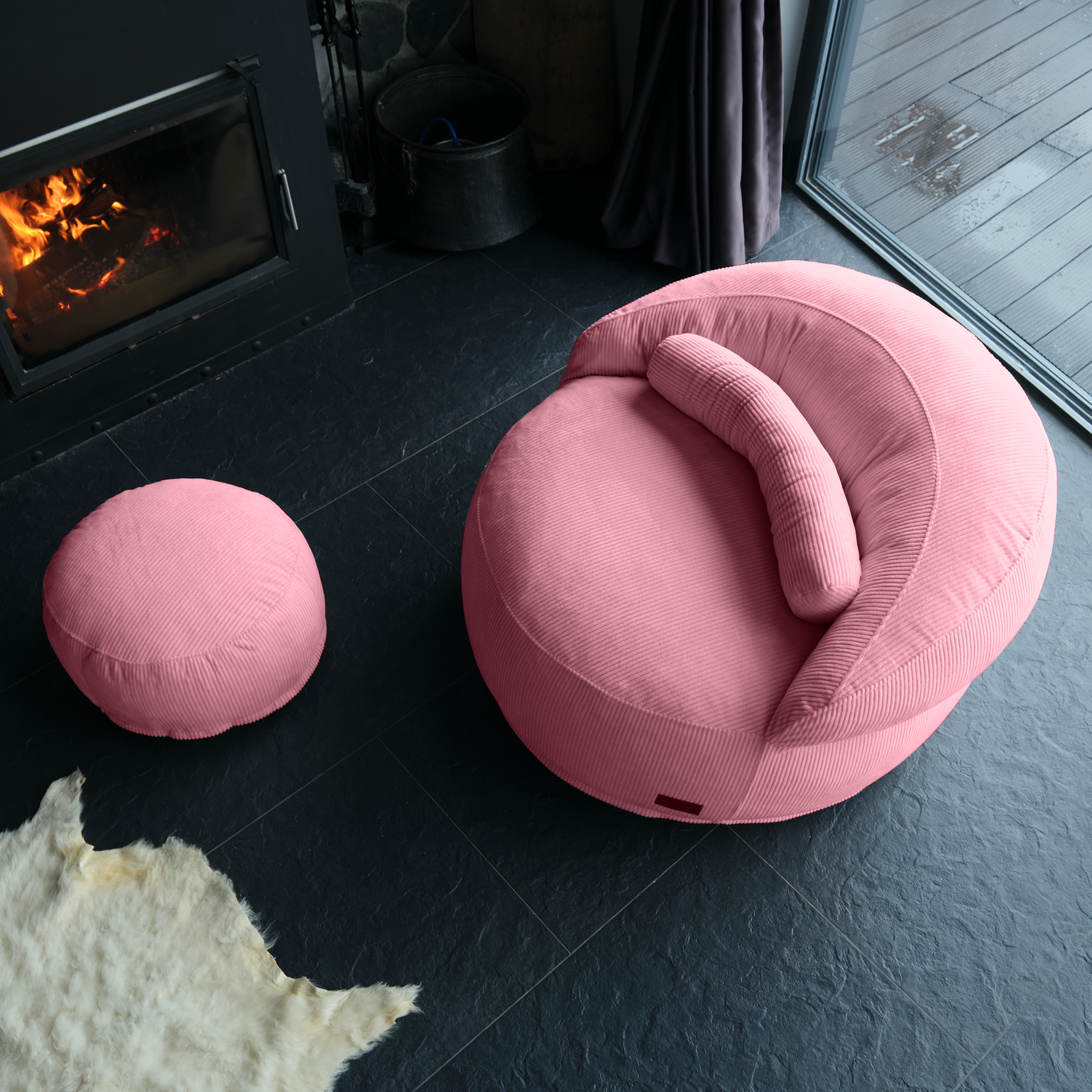 FELIXX Velvet Comfy Modern Pouf - Brick