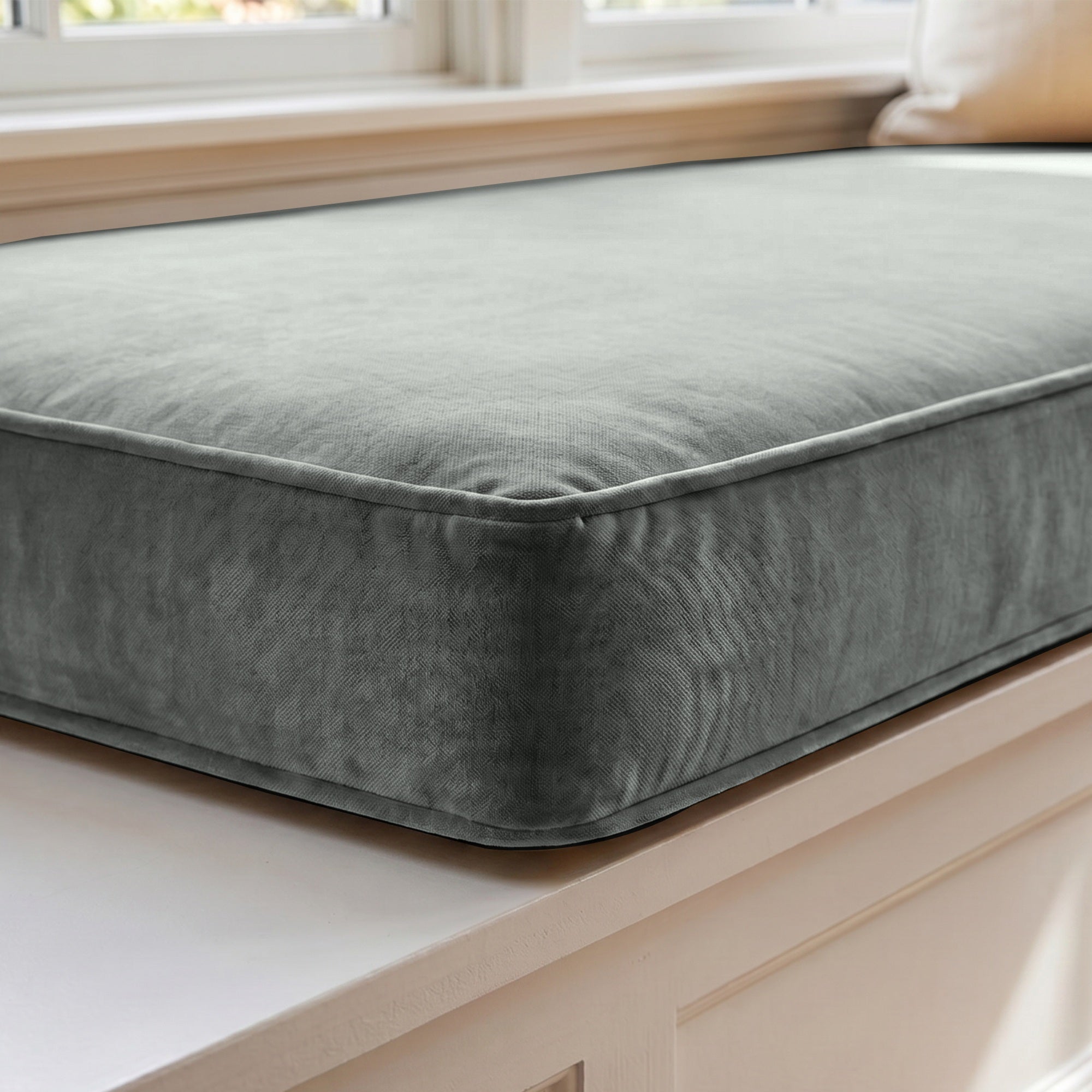 Custom Velvet & Cotton Milky Coffee Flat Window Seat Cushion COVER - Baby 5