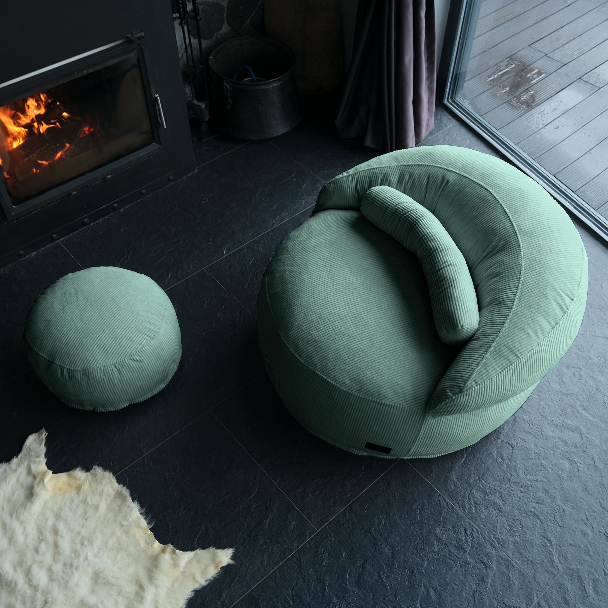 FELIXX Velvet Comfy Modern Pouf - Brick