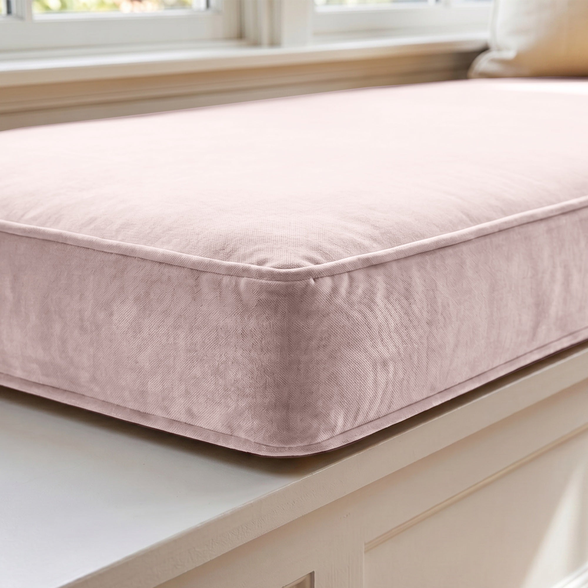 Custom Velvet & Cotton Dusty Pink Flat Window Seat Cushion COVER - Baby 10