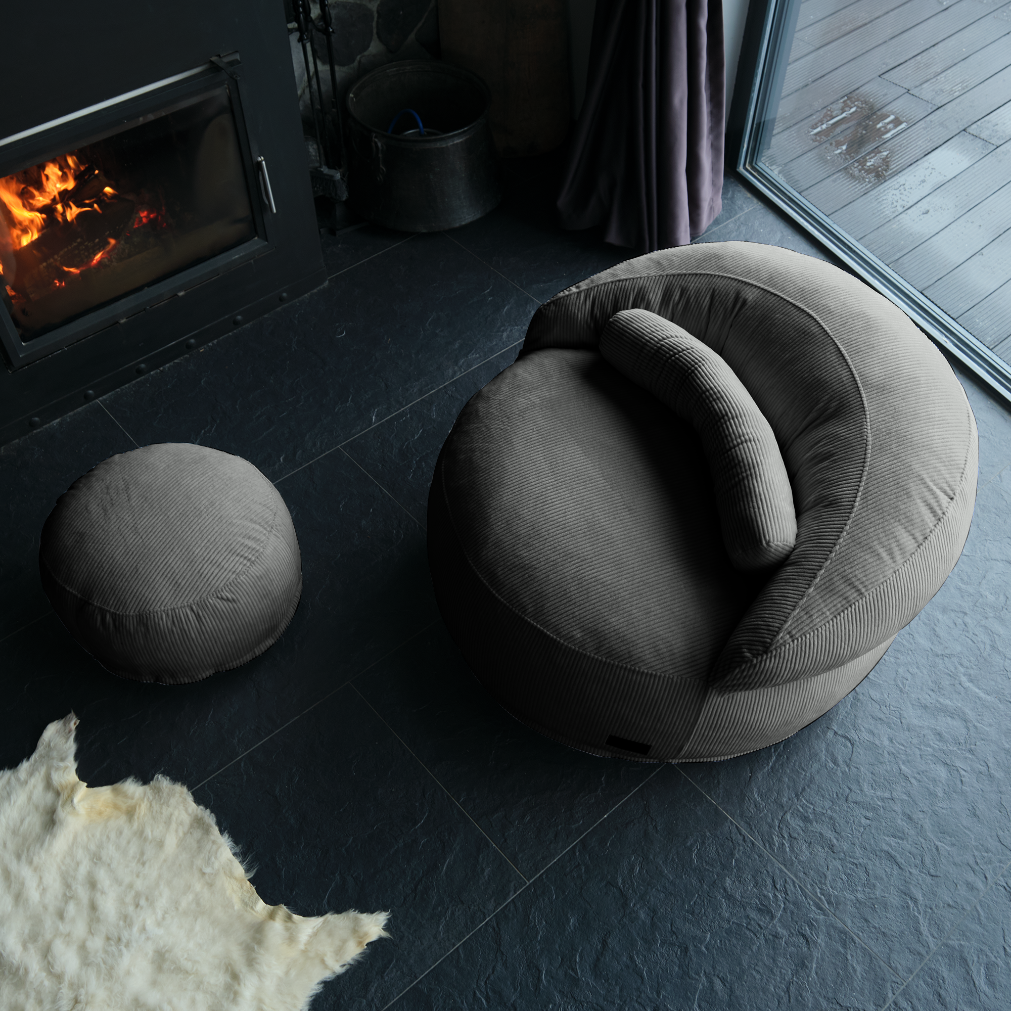 FELIXX Velvet Comfy Modern Pouf - Brick