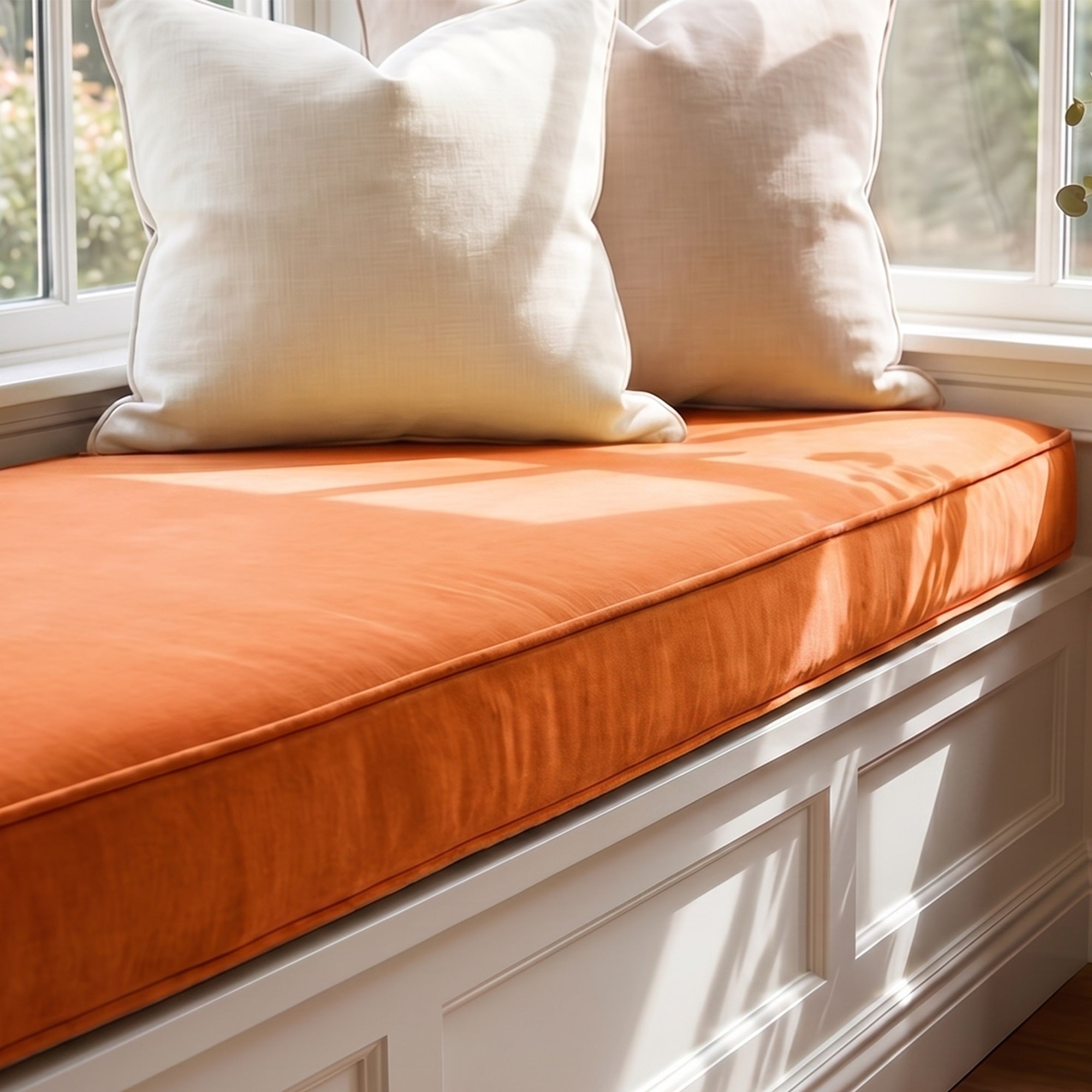 Custom Velvet & Cotton Terracotta Flat Window Seat Cushion - Baby 9