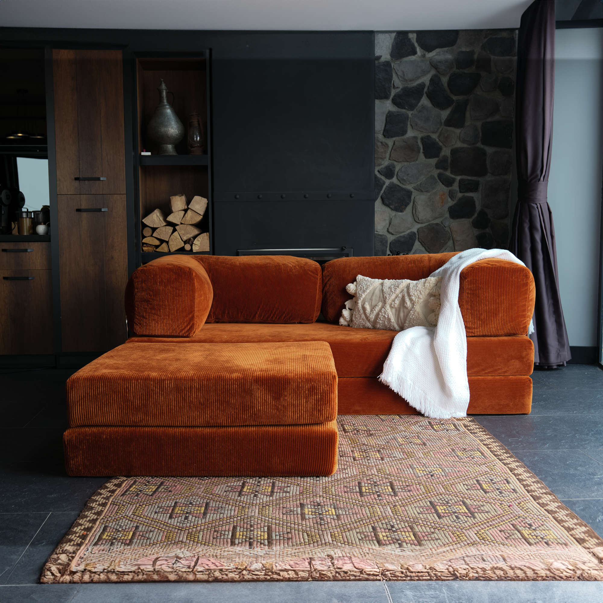 Teddy Corner Sofa Bed- Mustard