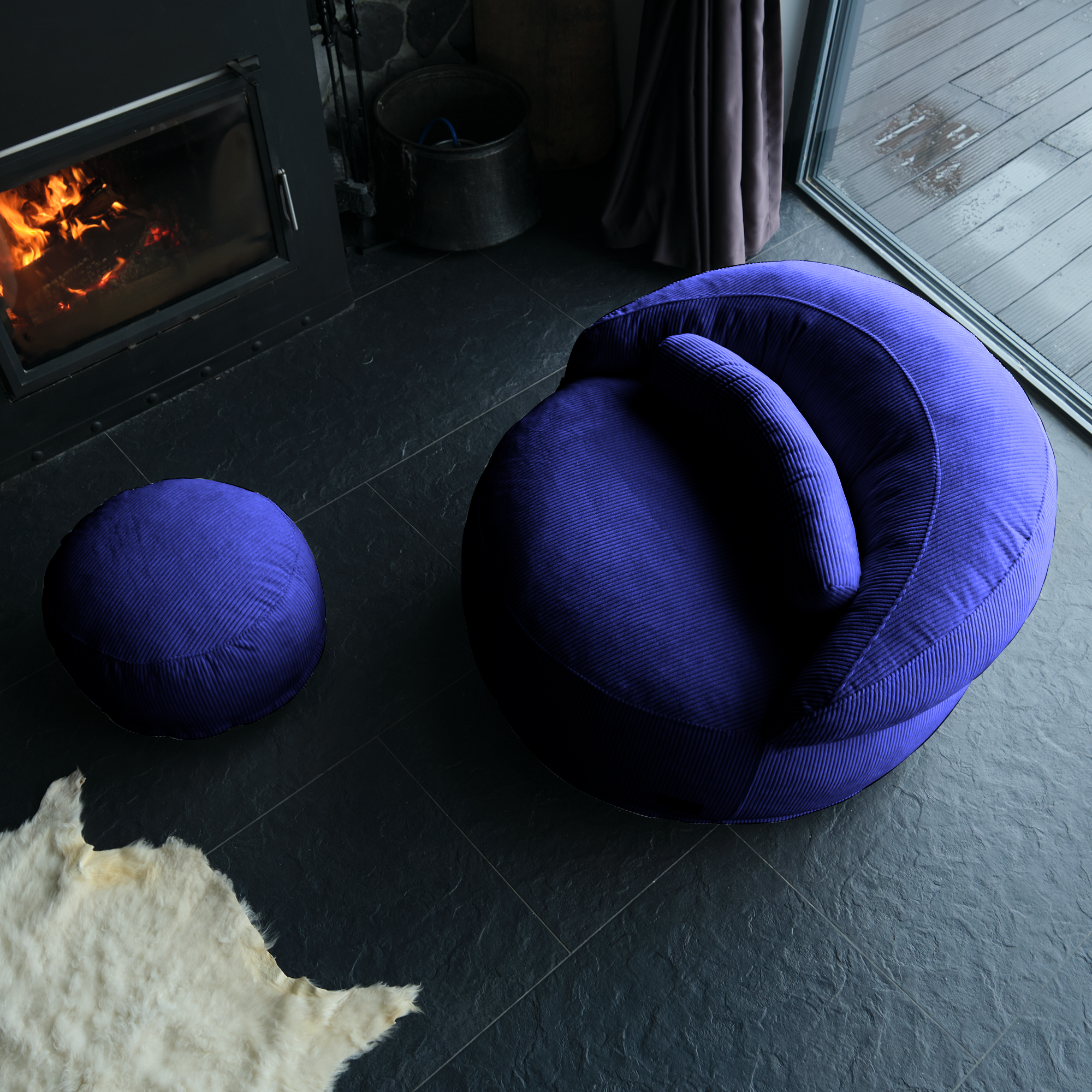 FELIXX Velvet Comfy Modern Pouf - Brick