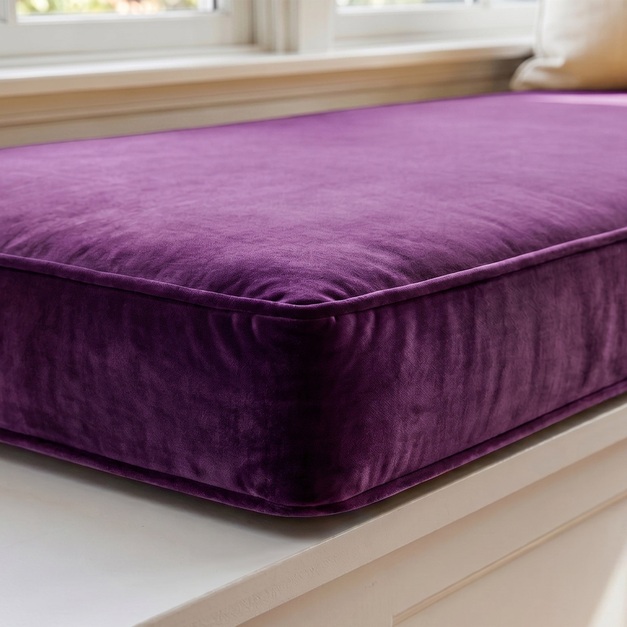 Custom Velvet & Cotton Purple Flat Window Seat Cushion - Baby 12