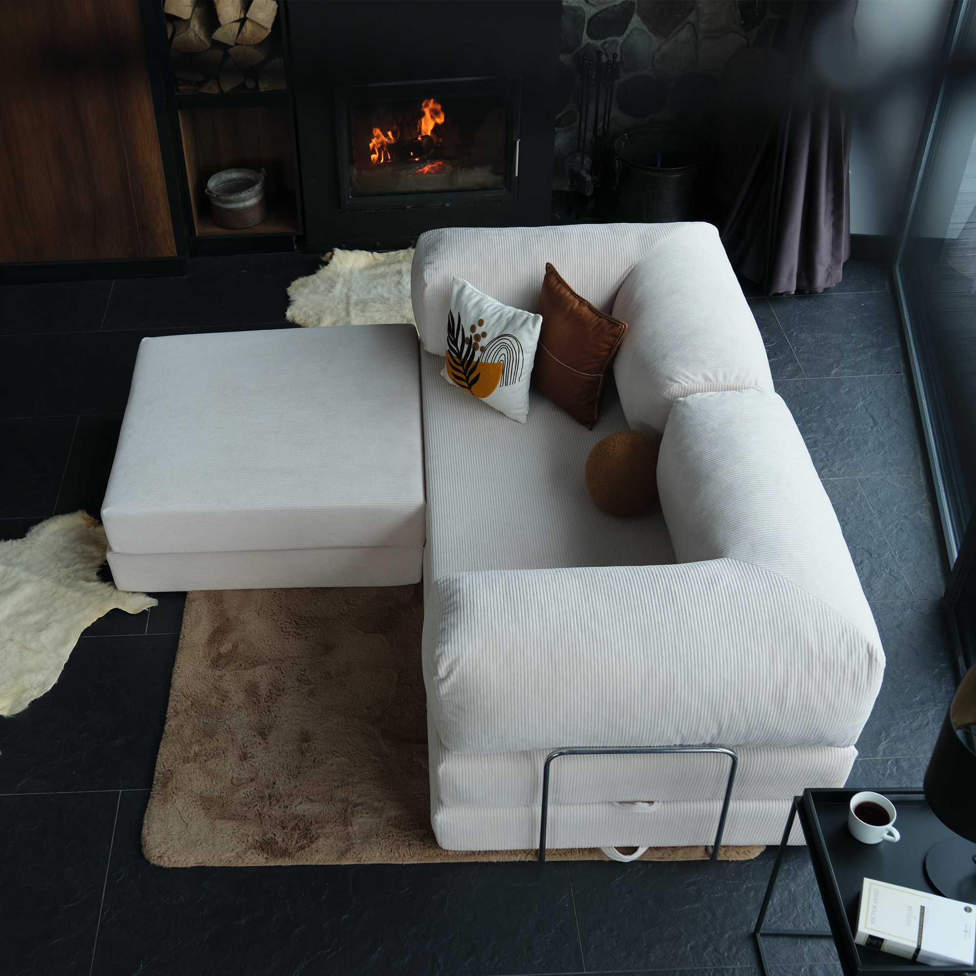 Teddy Corner Sofa Bed- Mustard