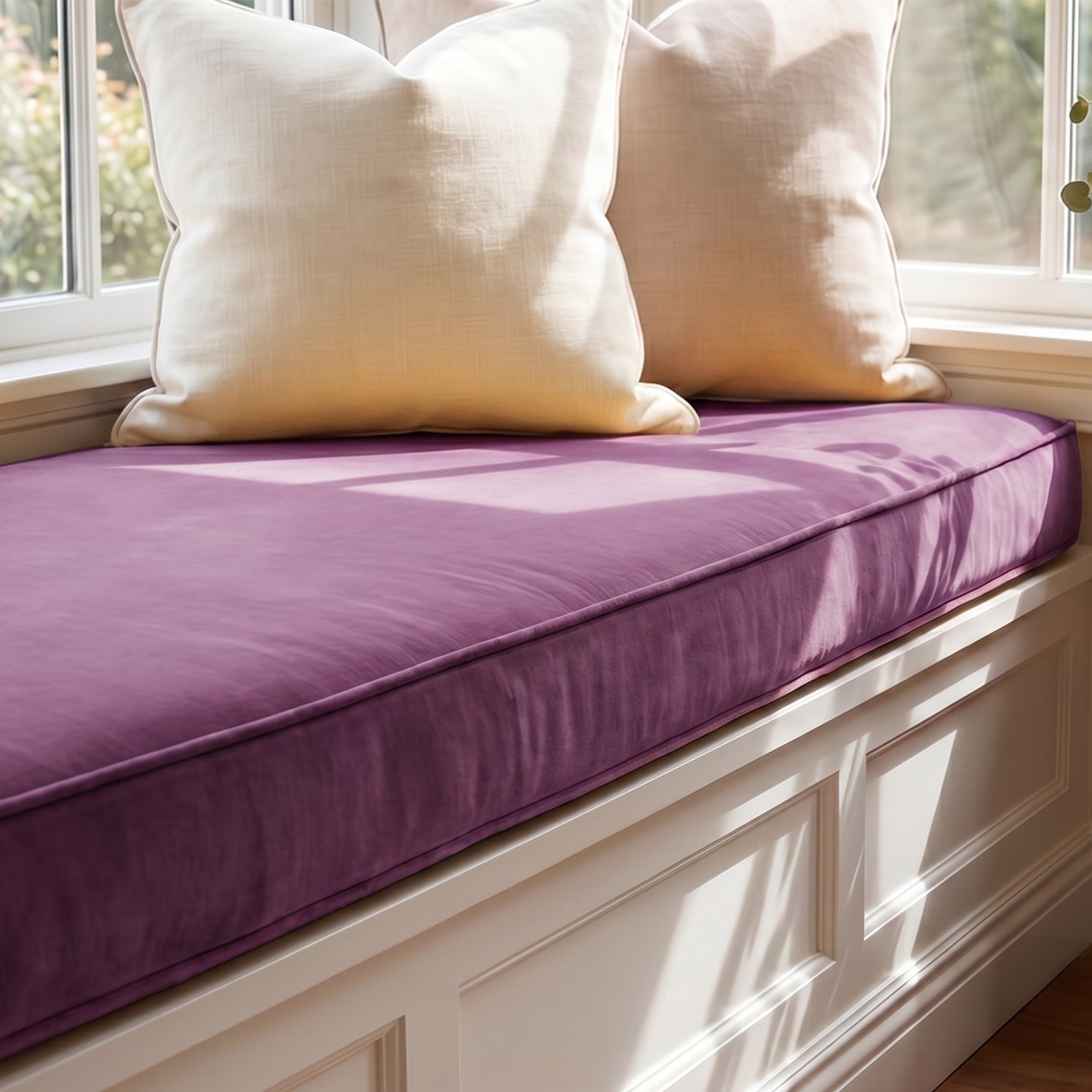Custom Velvet & Cotton Purple Flat Window Seat Cushion - Baby 12