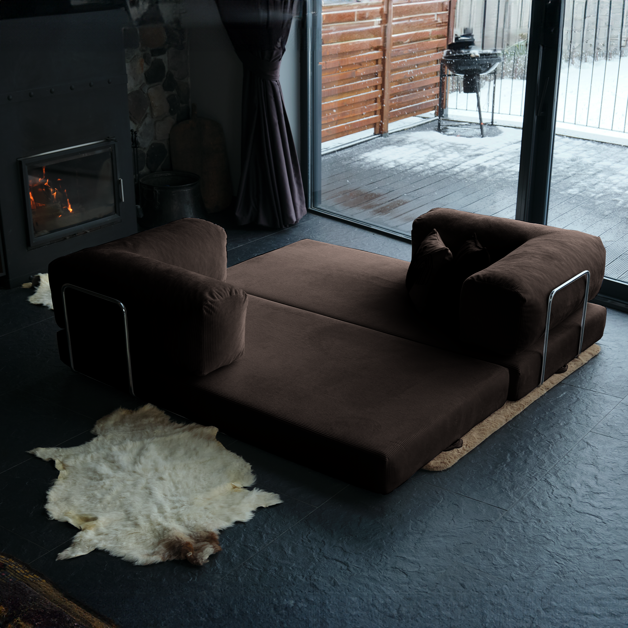 Teddy Corner Sofa Bed- Mustard