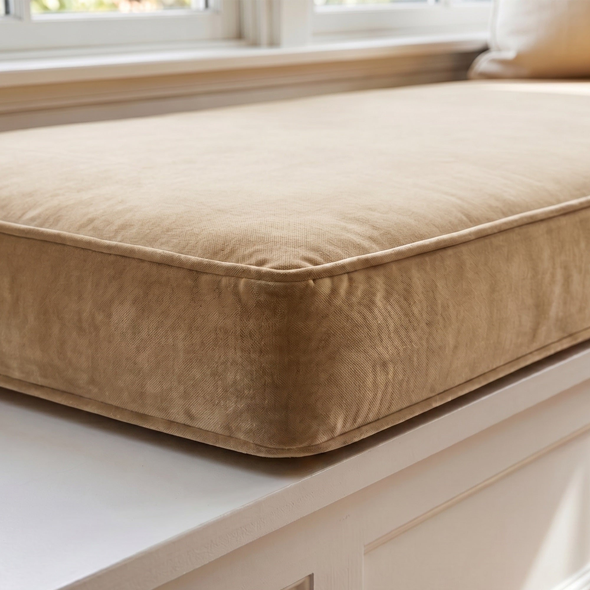Custom Velvet & Cotton Bronze Flat Window Seat Cushion - Baby 6