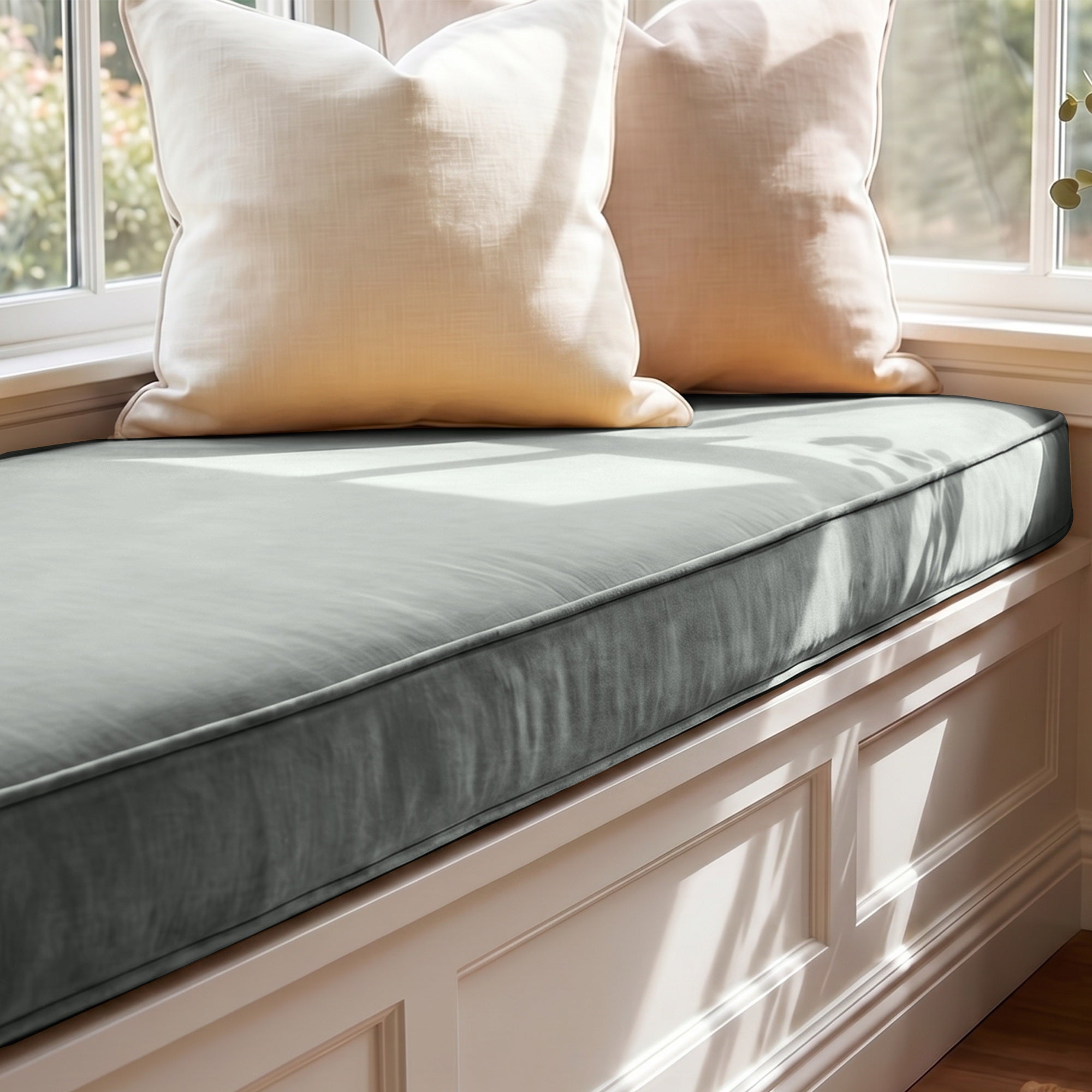 Custom Velvet & Cotton Milky Coffee Flat Window Seat Cushion COVER - Baby 5