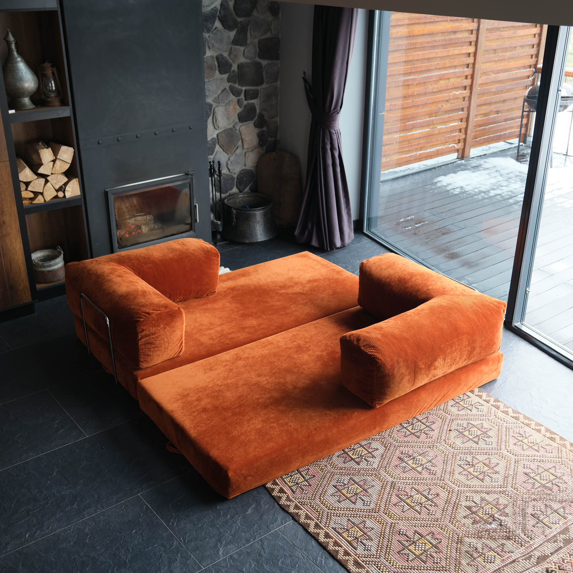 Teddy Corner Sofa Bed- Mustard