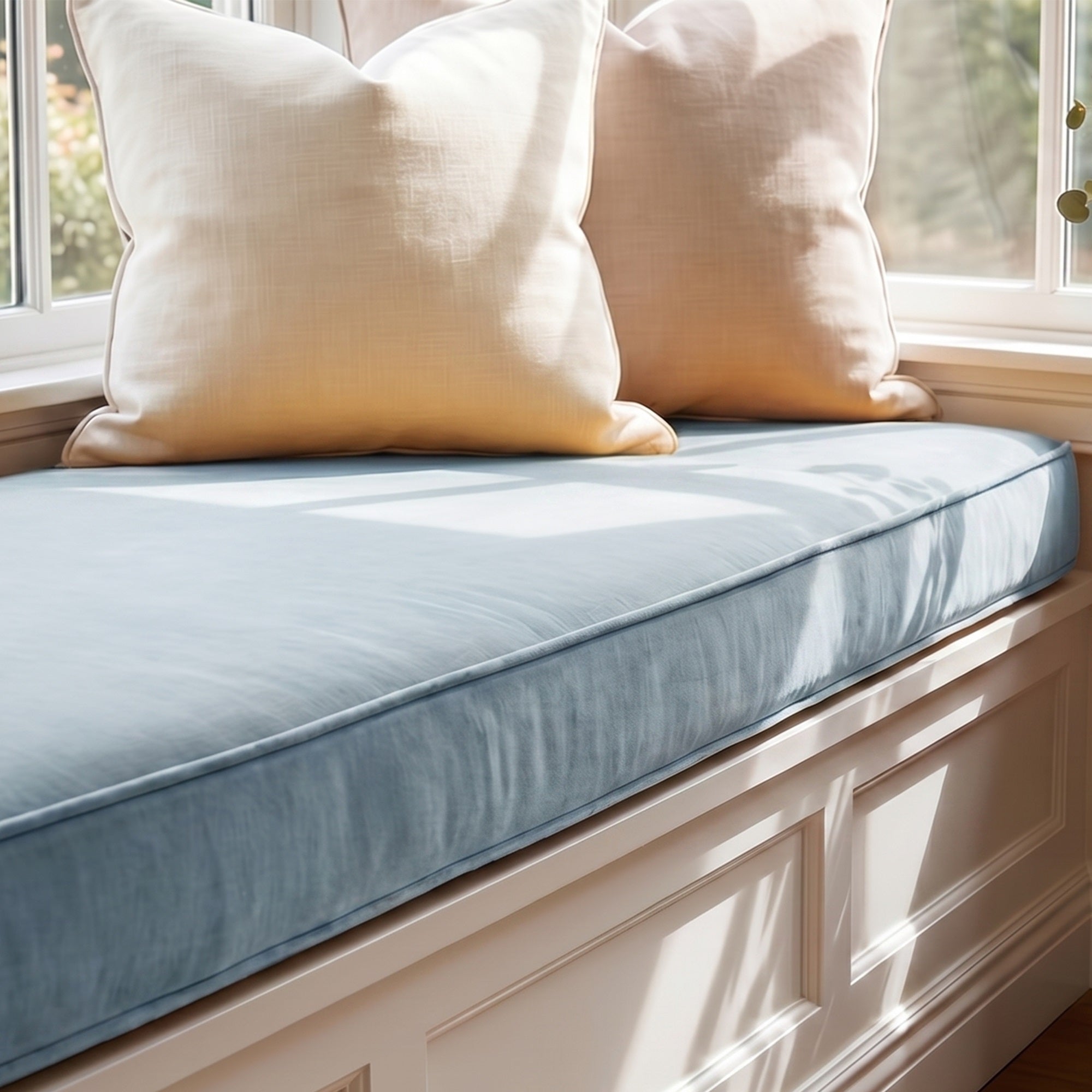 Custom Velvet & Cotton Petrol Green Flat Window Seat Cushion COVER - Baby 17