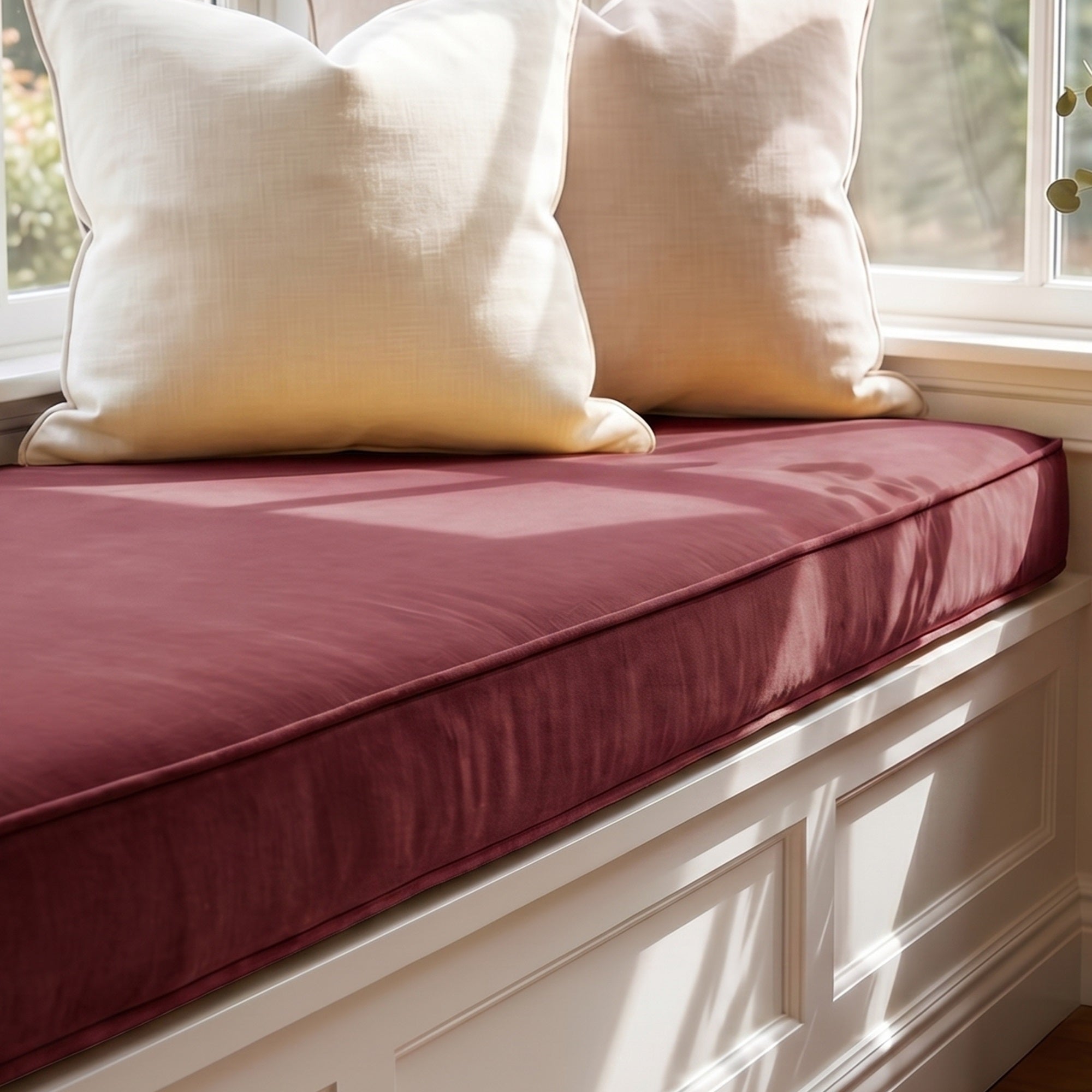 Custom Velvet & Cotton Plum Flat Window Seat Cushion COVER - Baby 14