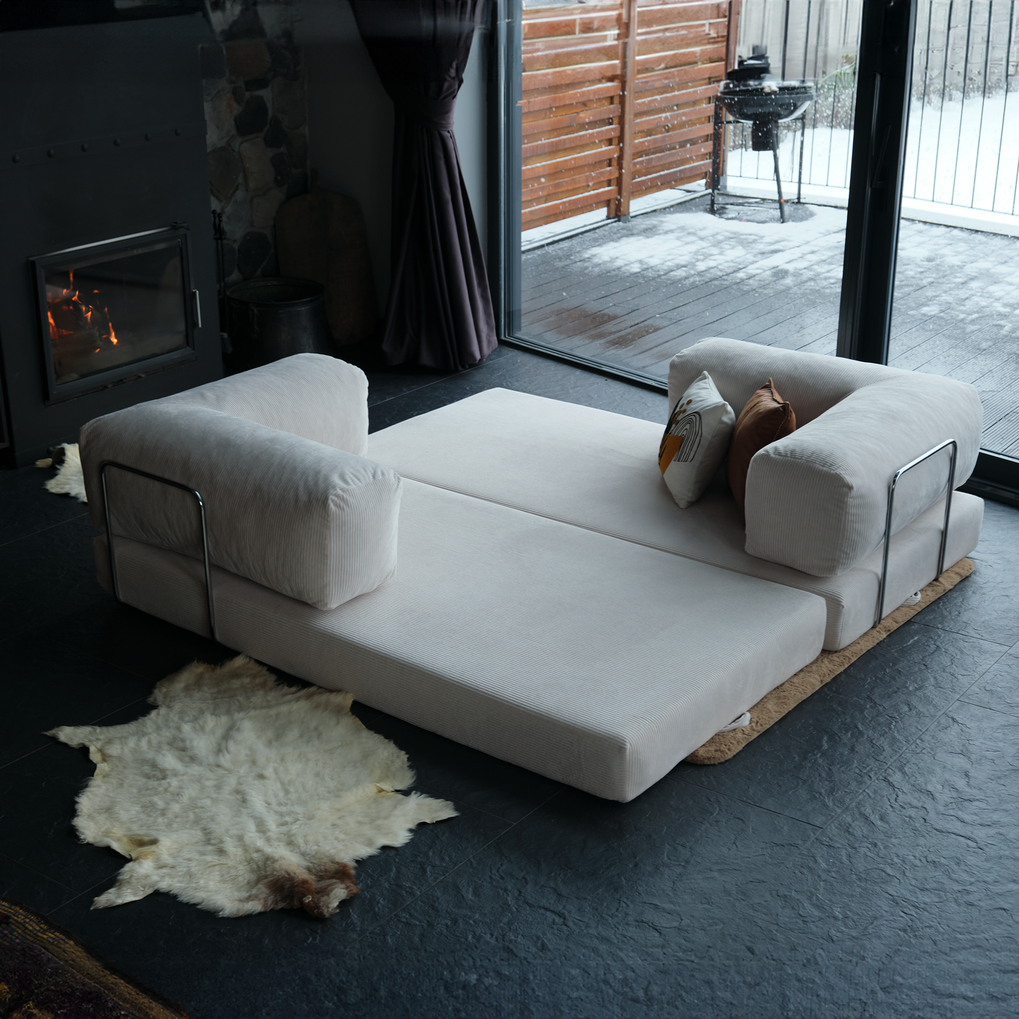 Teddy Corner Sofa Bed- Mustard