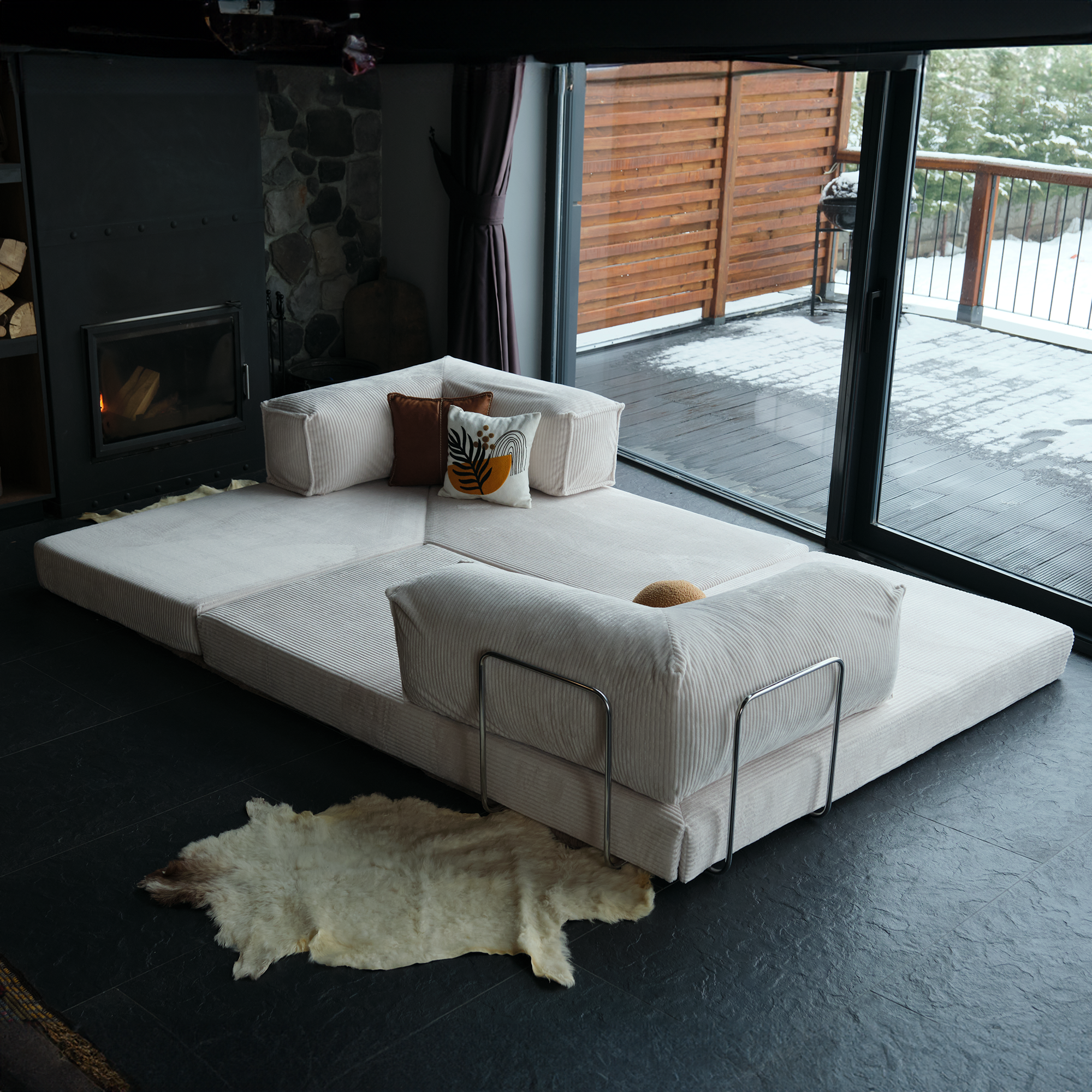 L Form Ultra Comfort Velvet Sofa - Brick