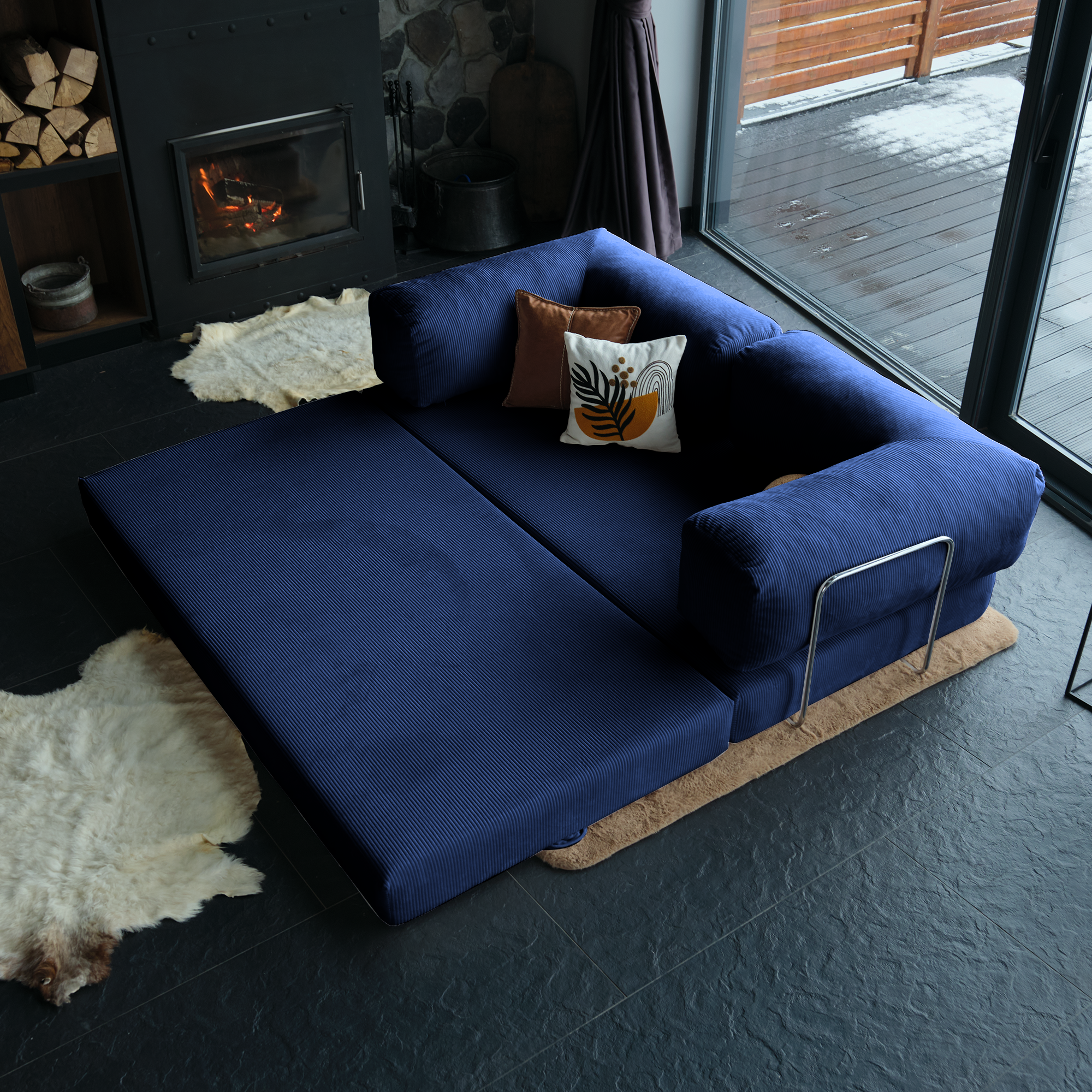 Teddy Corner Sofa Bed- Mustard