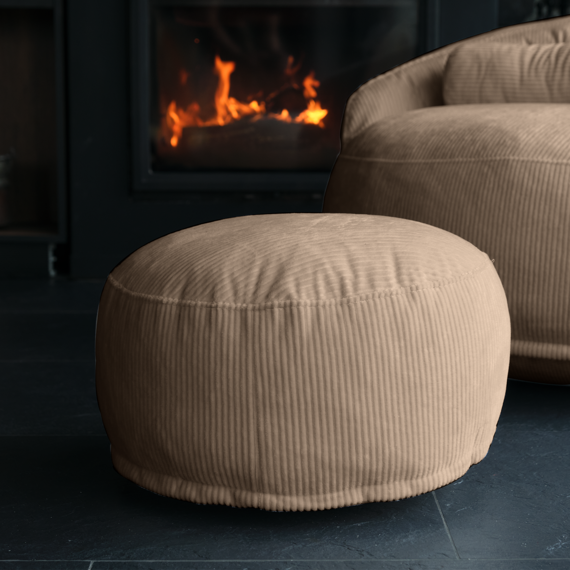 FELIXX Velvet Comfy Modern Pouf - Brick