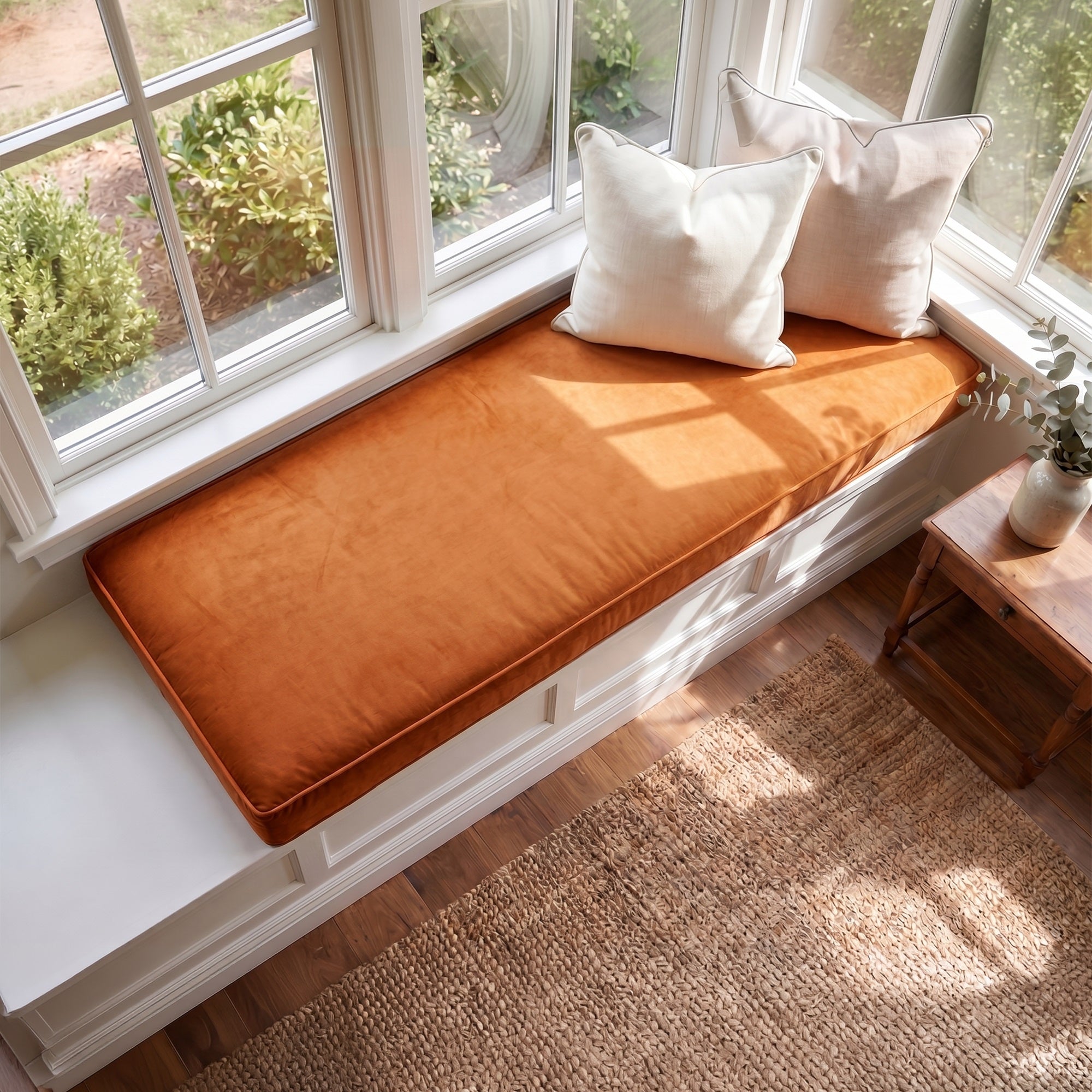 Custom Velvet & Cotton Terracotta Flat Window Seat Cushion - Baby 9