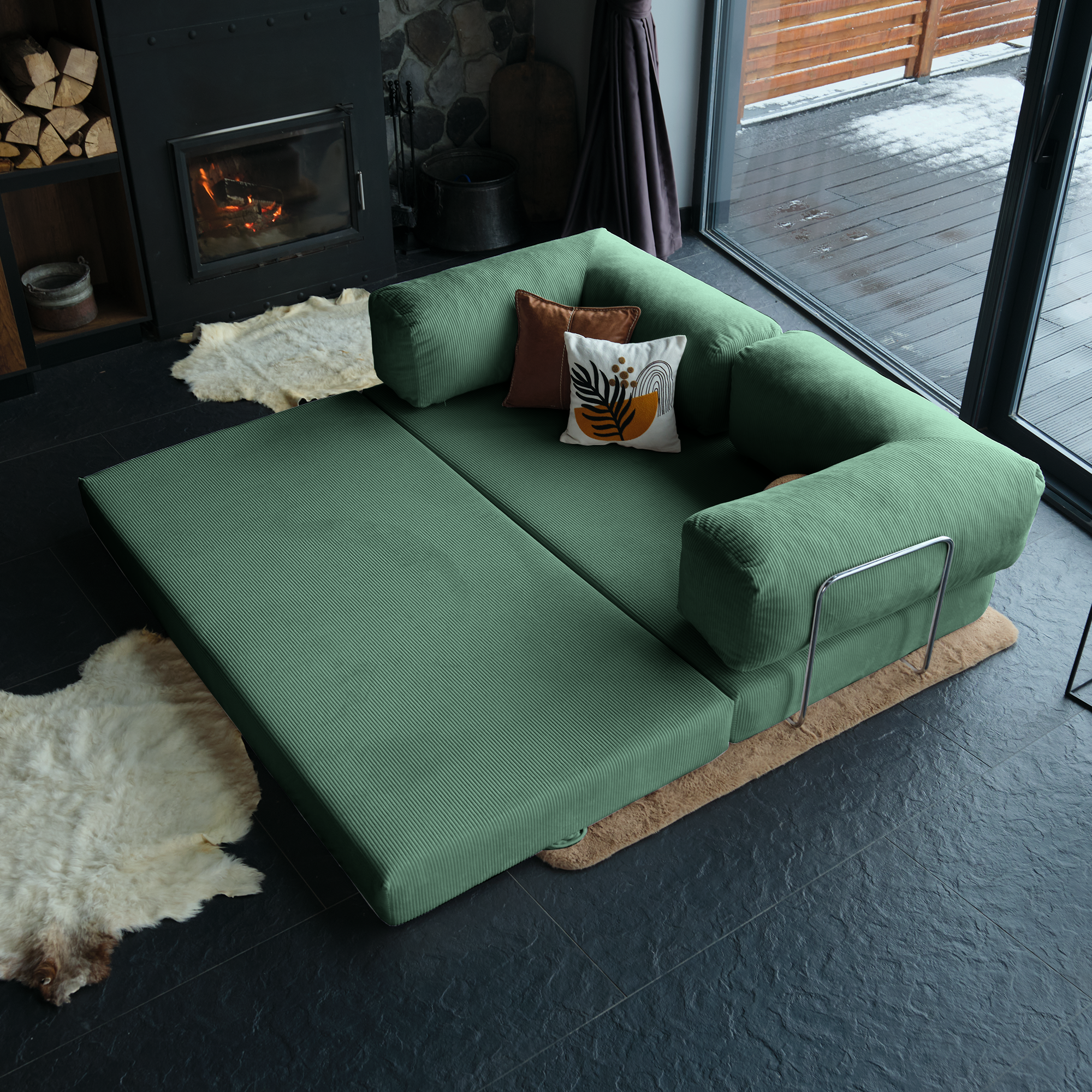 Teddy Corner Sofa Bed- Mustard