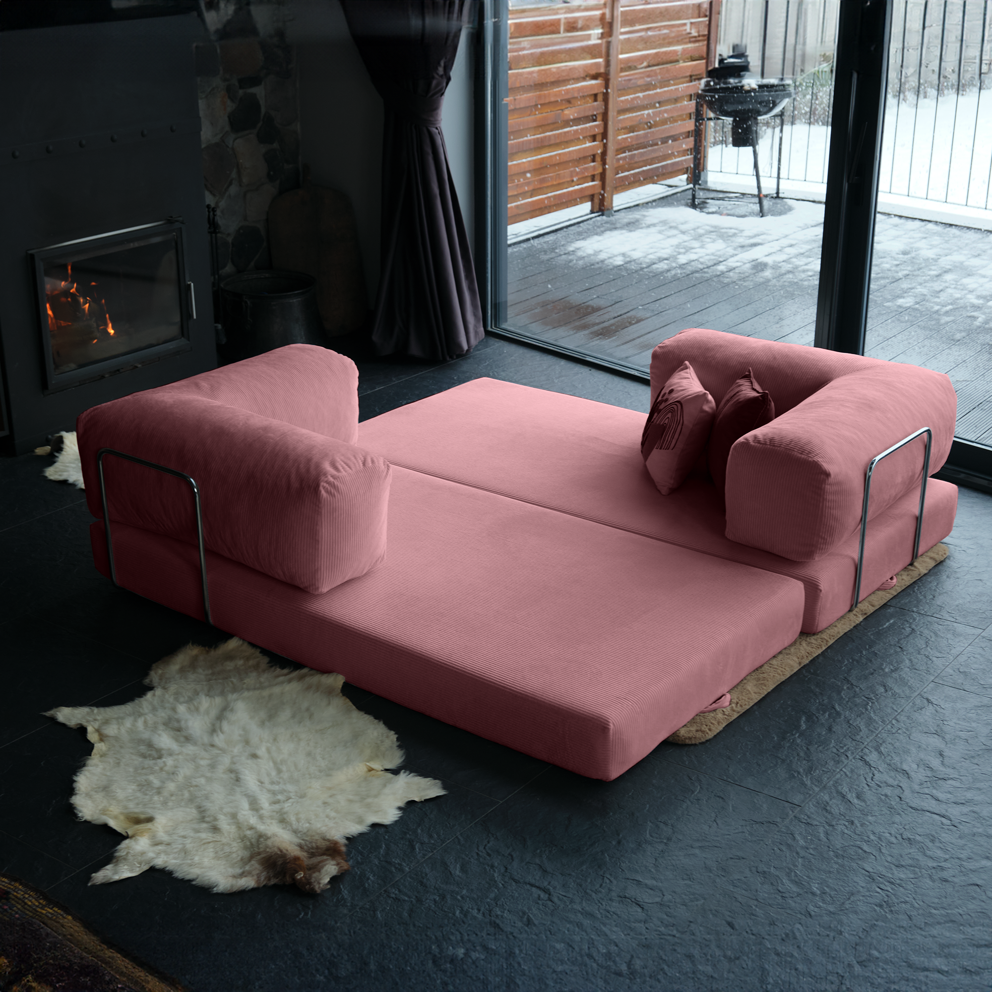 Teddy Corner Sofa Bed- Mustard