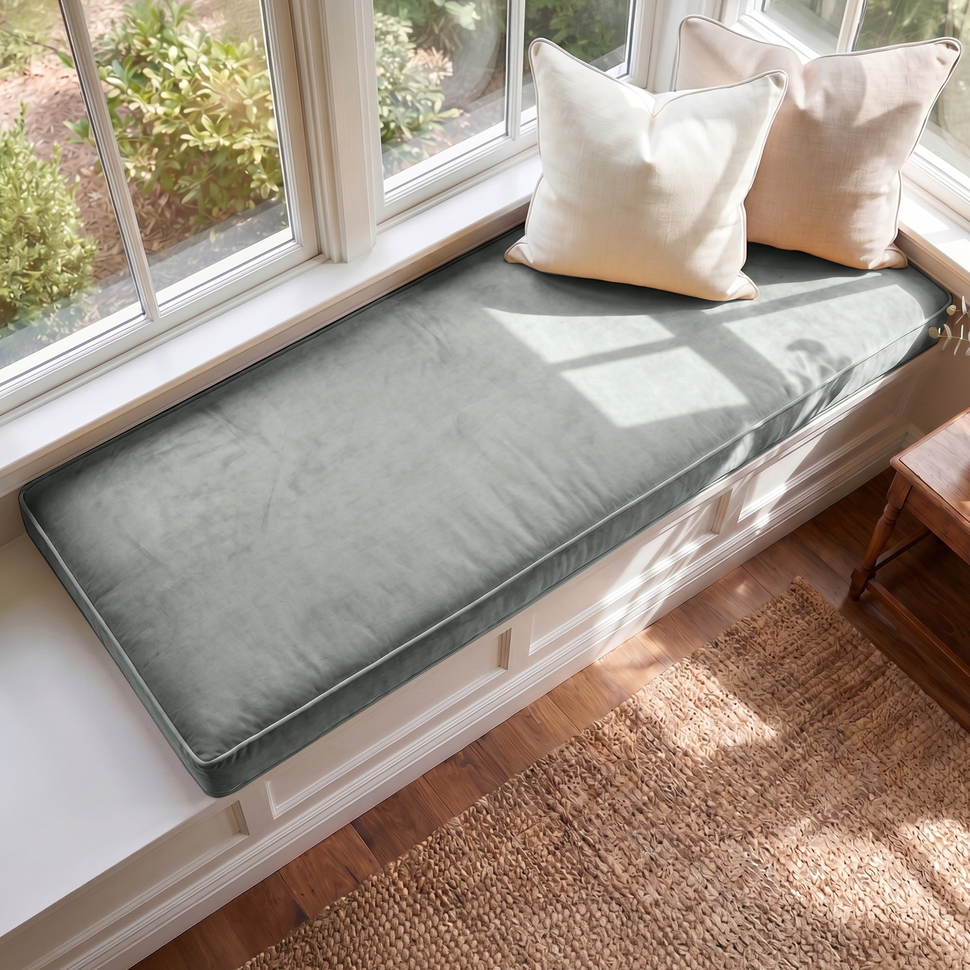Custom Velvet & Cotton Milky Coffee Flat Window Seat Cushion COVER - Baby 5