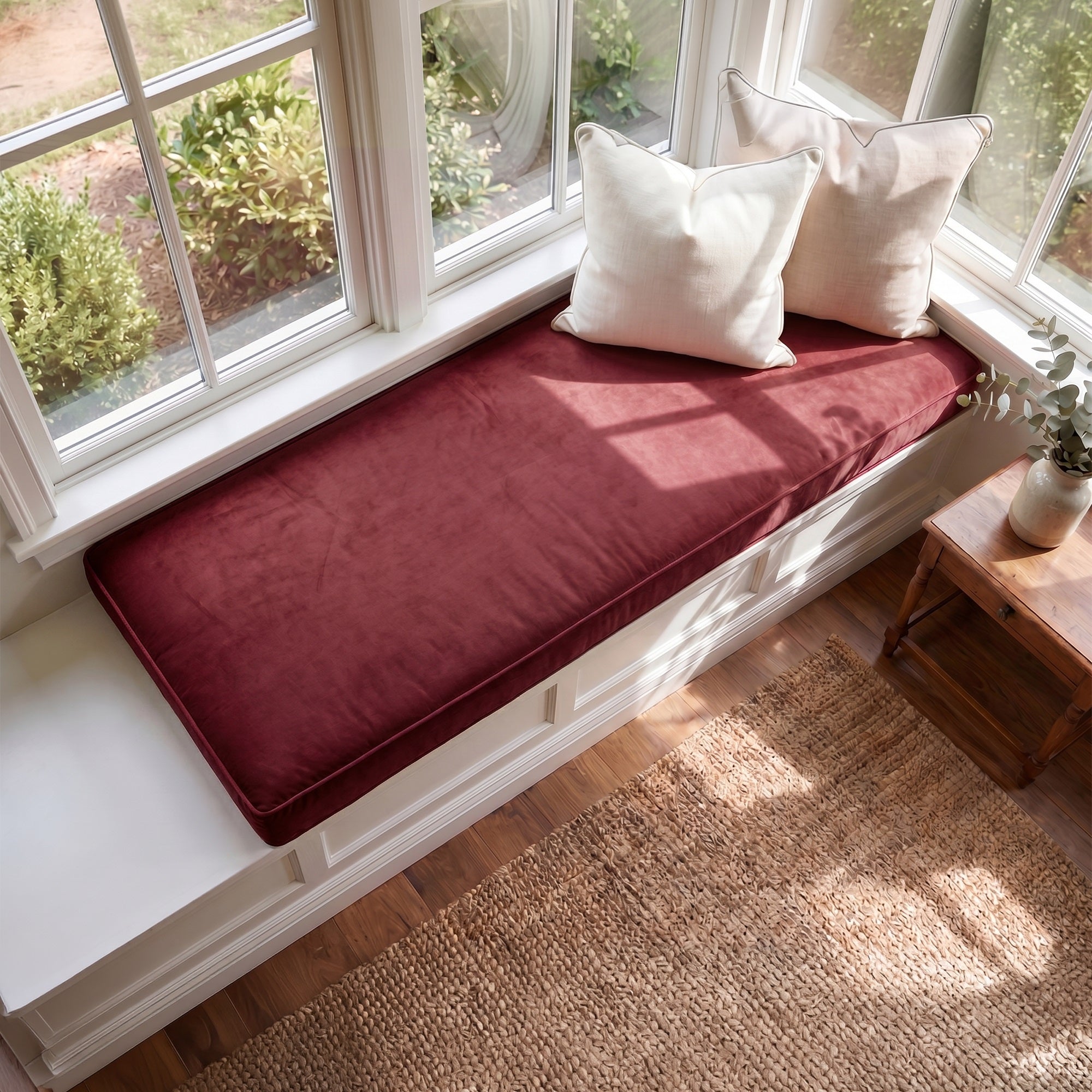 Custom Velvet & Cotton Plum Flat Window Seat Cushion COVER - Baby 14