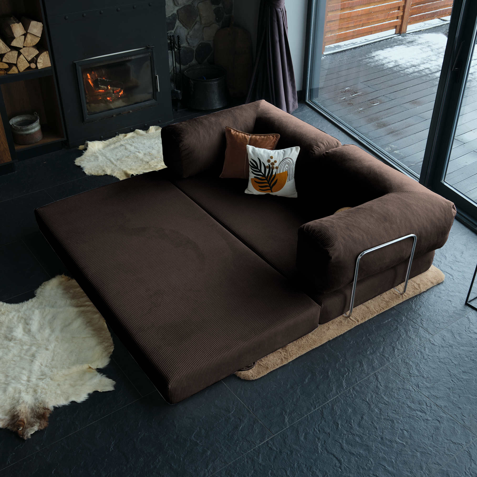 Teddy Corner Sofa Bed- Mustard
