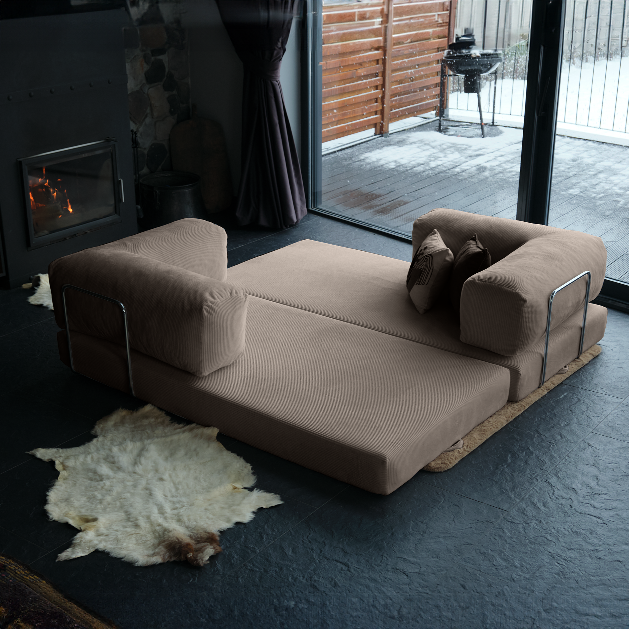 Teddy Corner Sofa Bed- Mustard