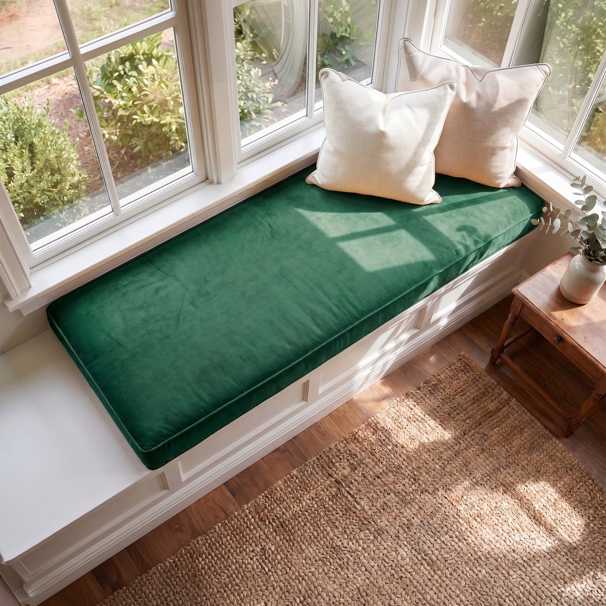 Custom Velvet & Cotton Green Flat Window Seat Cushion COVER - Baby 15