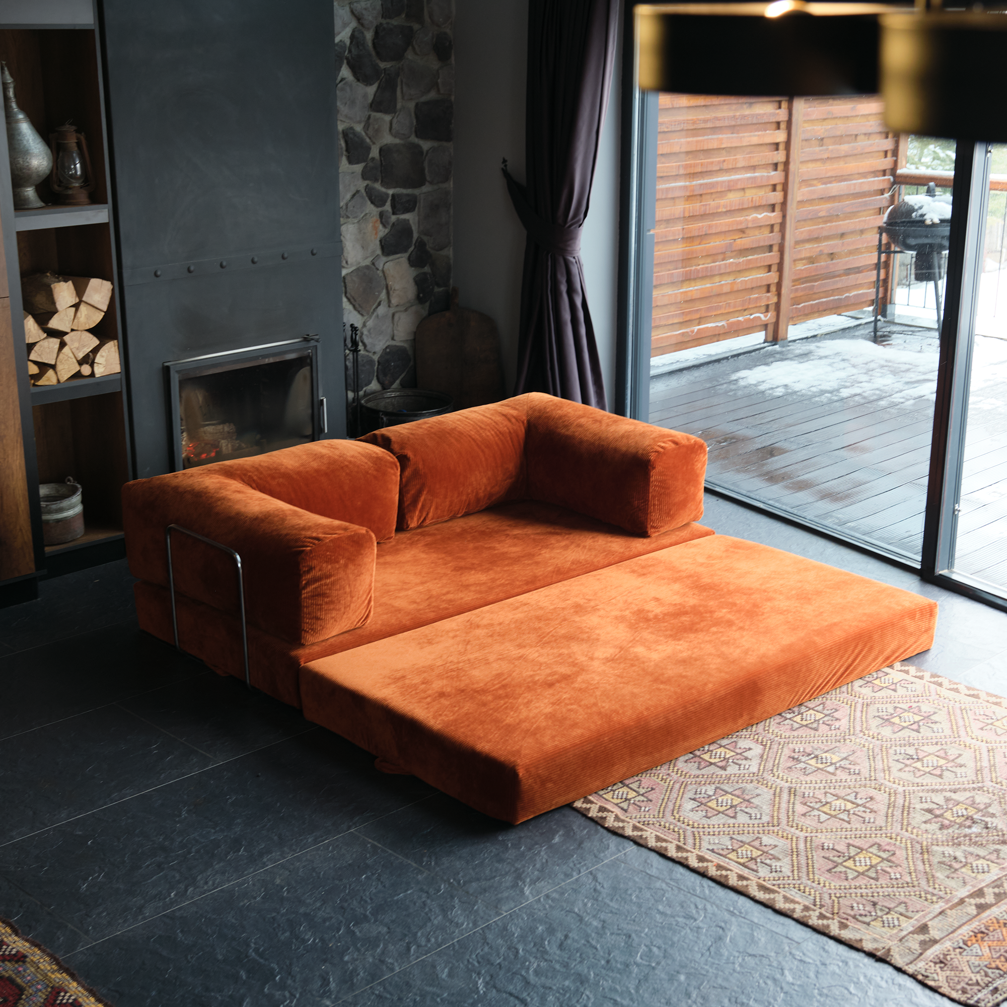 Teddy Corner Sofa Bed- Mustard