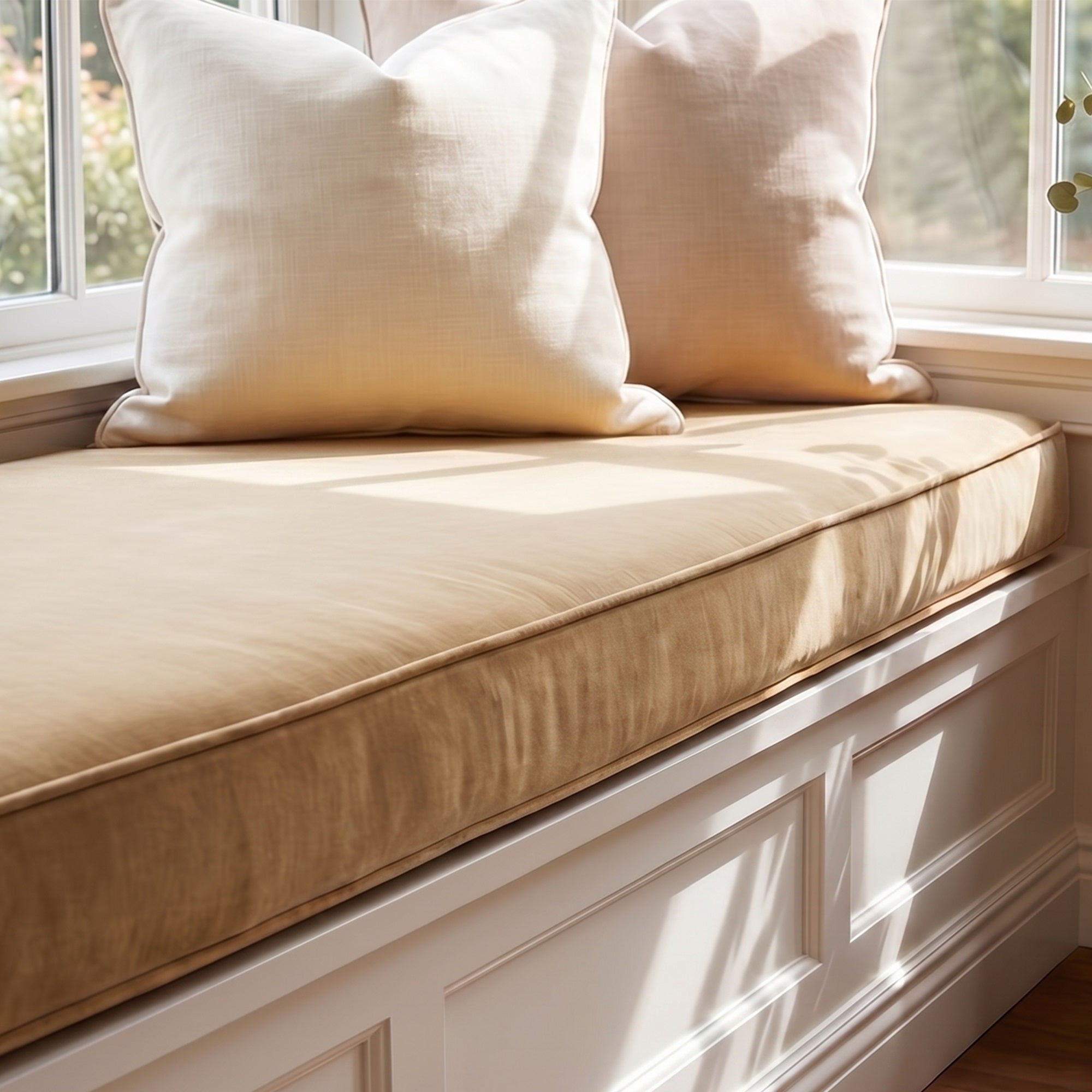 Custom Velvet & Cotton Bronze Flat Window Seat Cushion - Baby 6