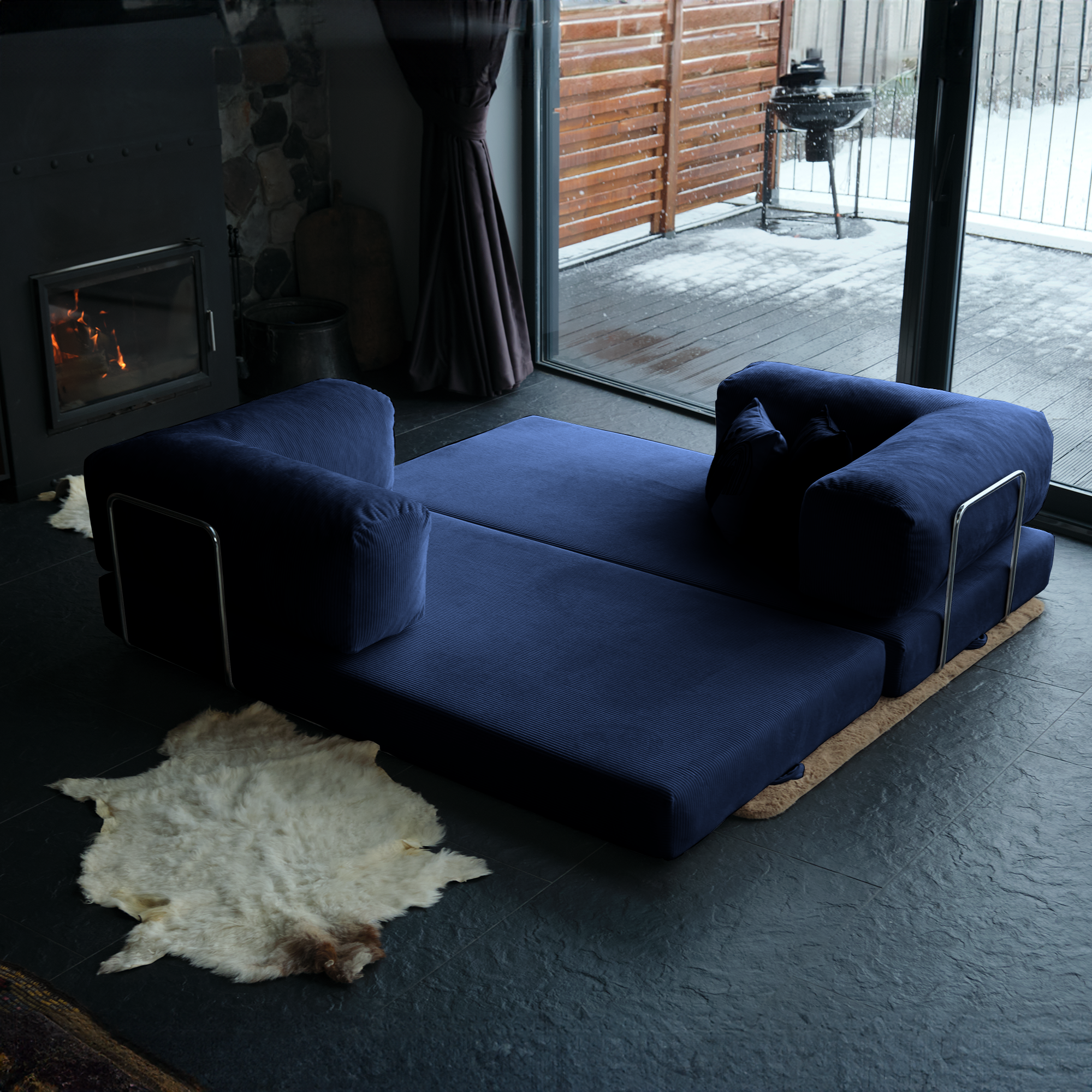 Teddy Corner Sofa Bed- Mustard