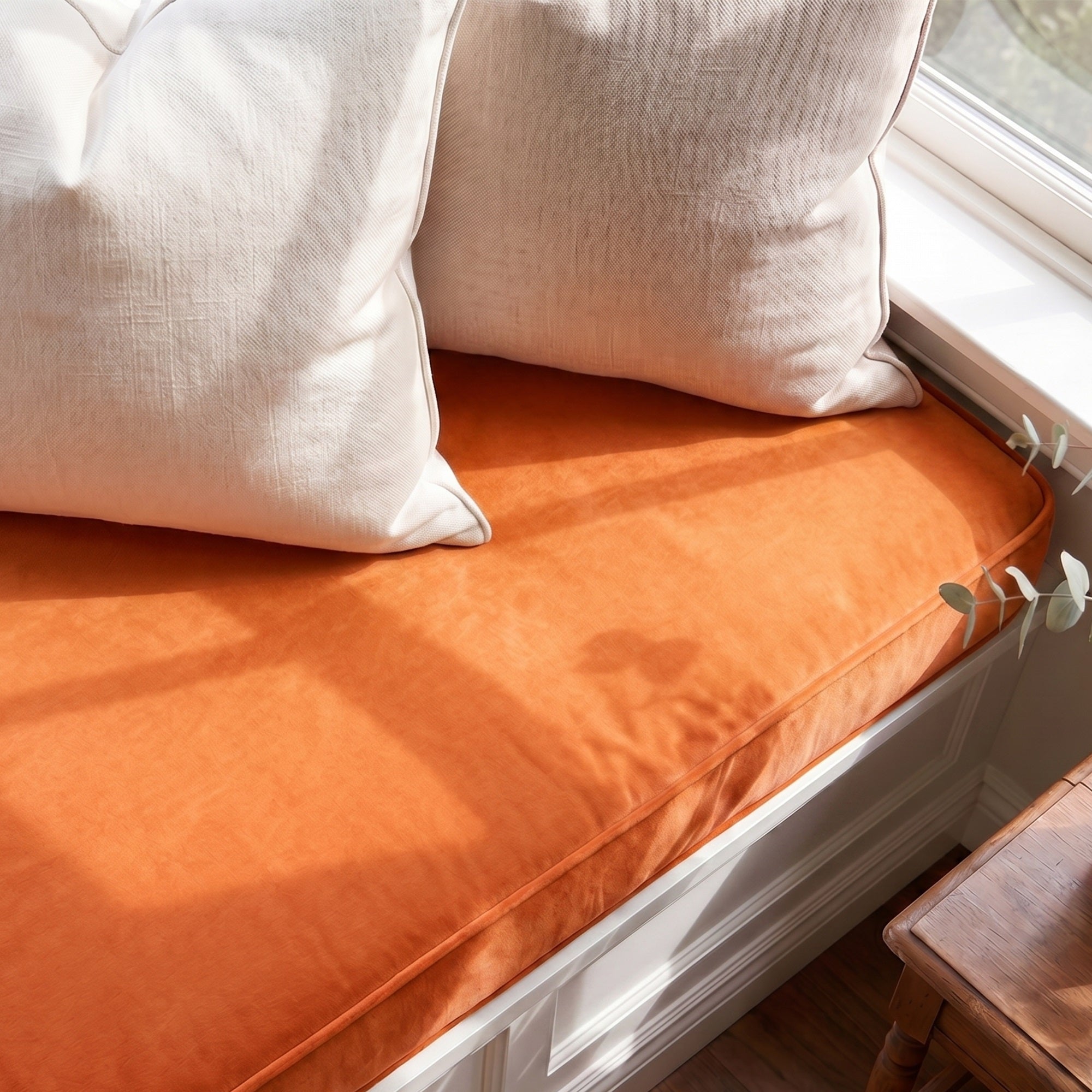 Custom Velvet & Cotton Terracotta Flat Window Seat Cushion - Baby 9